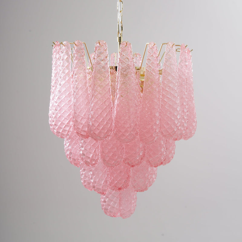 Junto Lustre Goutte Rose Métal Verre Luxe