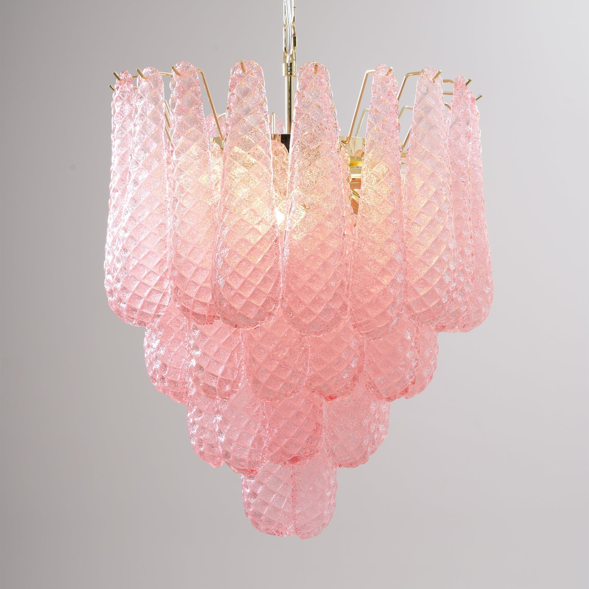 Junto Lustre Goutte Rose Métal Verre Luxe