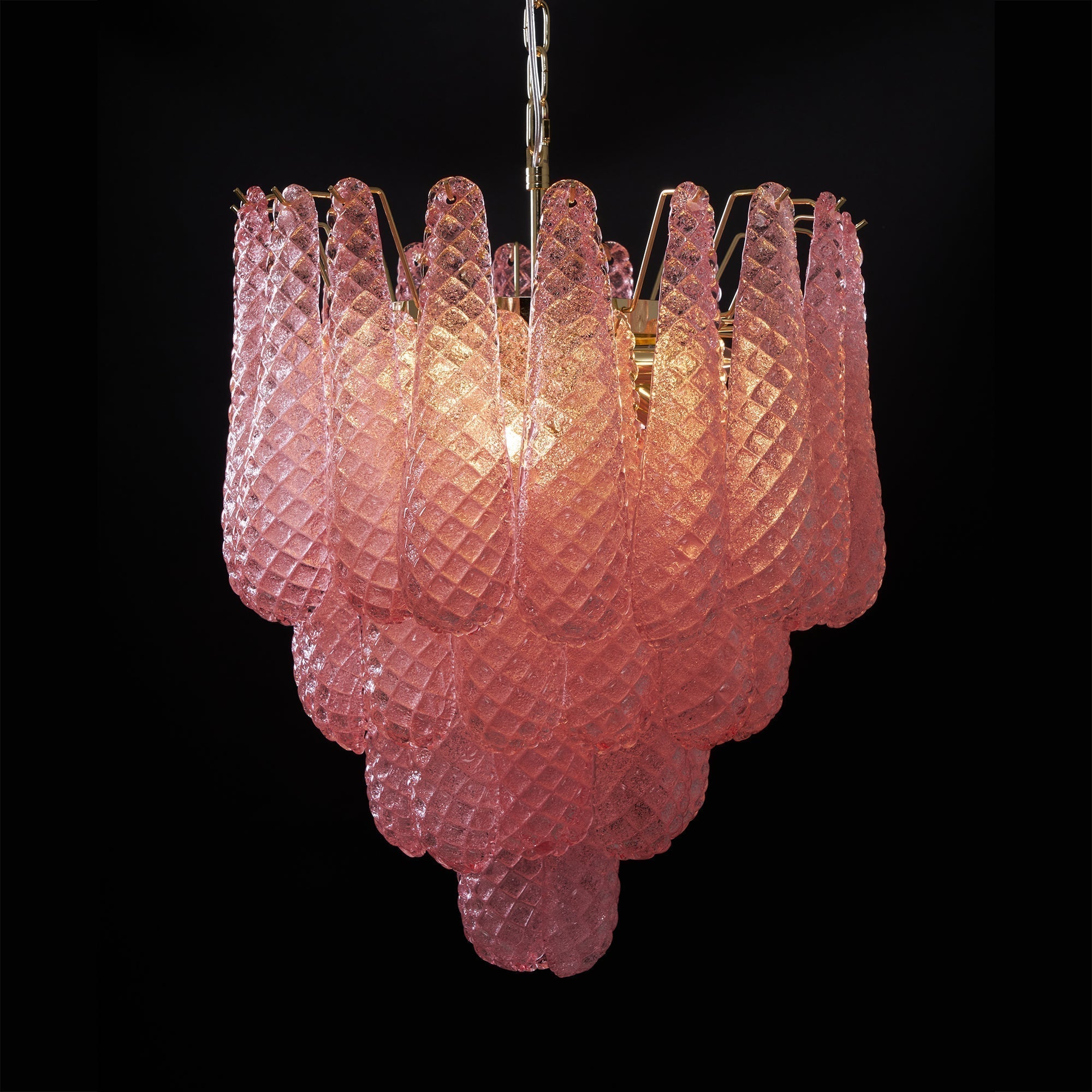 Junto Lustre Goutte Rose Métal Verre Luxe
