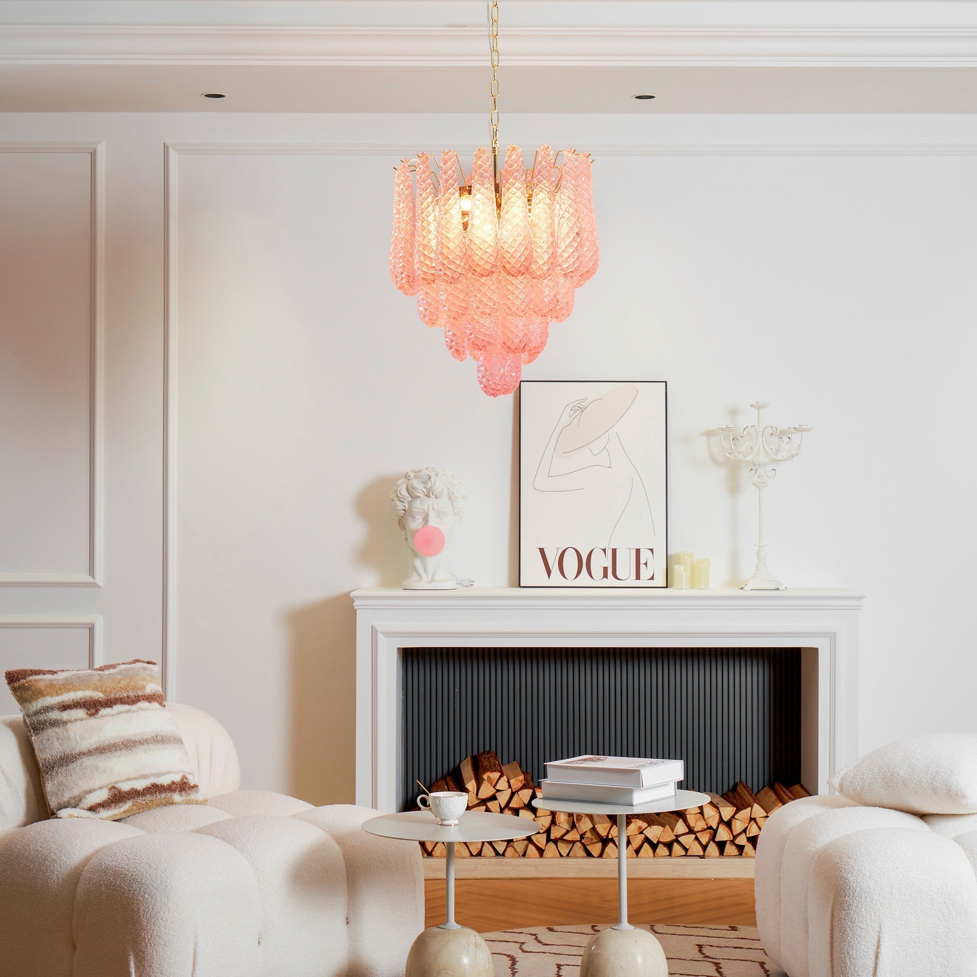 Aurora Lustre en Verre Rose Luxe