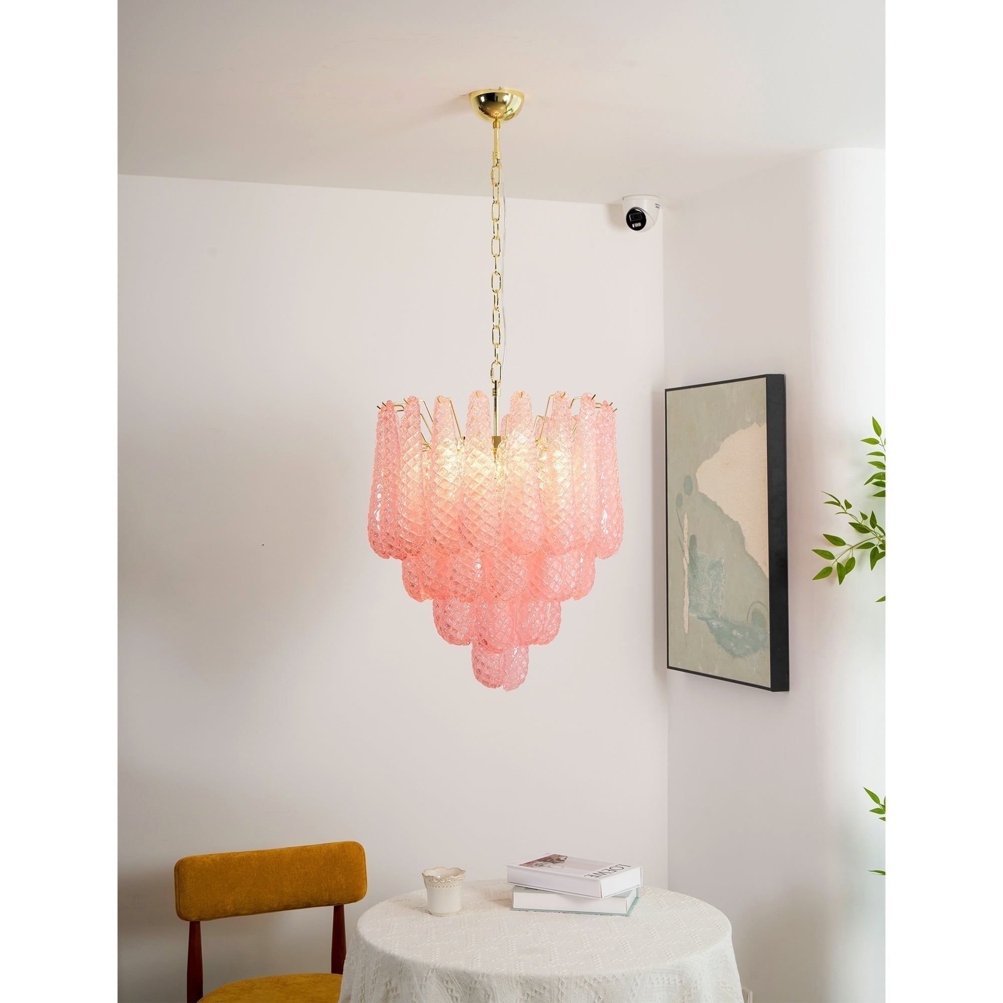 Aurora Lustre en Verre Rose Luxe