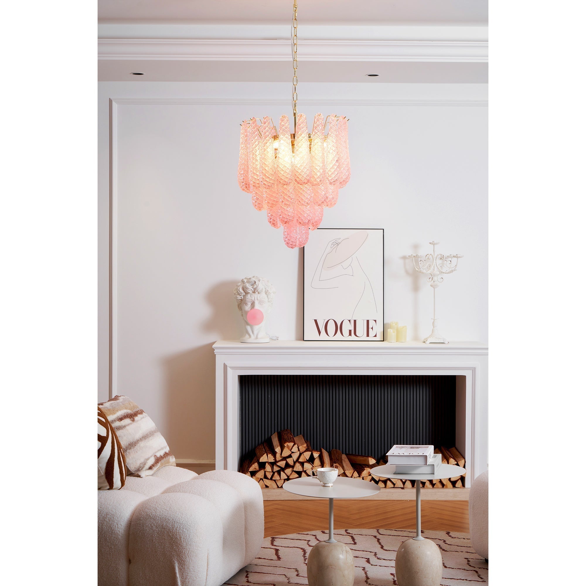 Aurora Lustre en Verre Rose Luxe