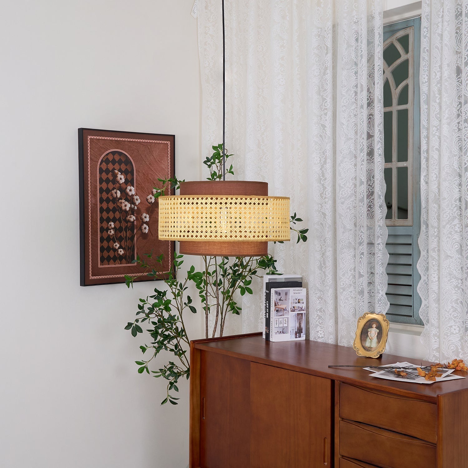 Zerither Suspension Rattan Tissu