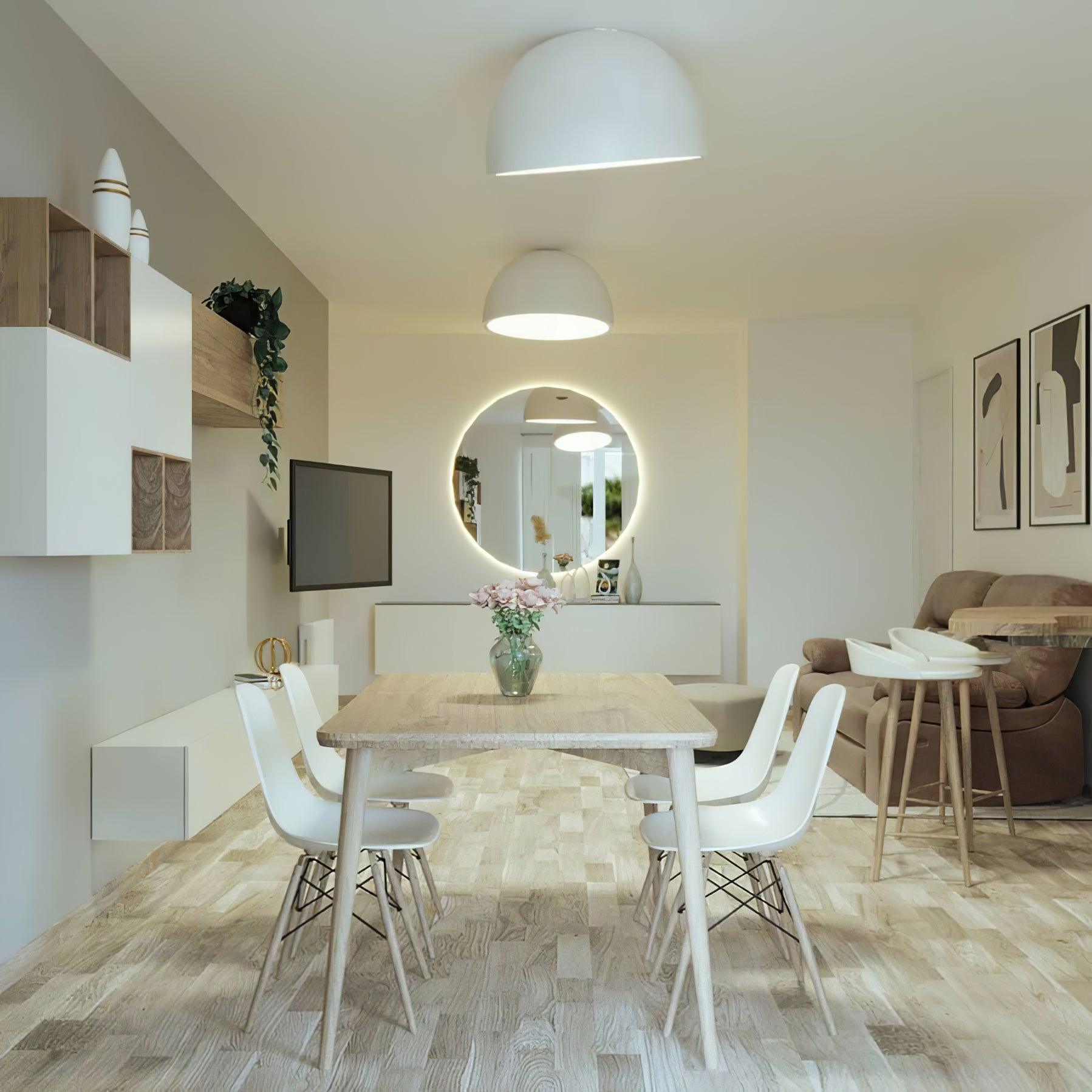 Lampe de Plafond Dôme en Bois Intérieur Chaleureux Moderne Minimaliste