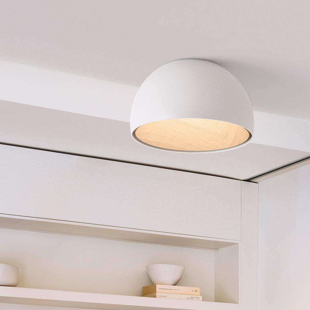 Lampe de Plafond Dôme en Bois Intérieur Chaleureux Moderne Minimaliste
