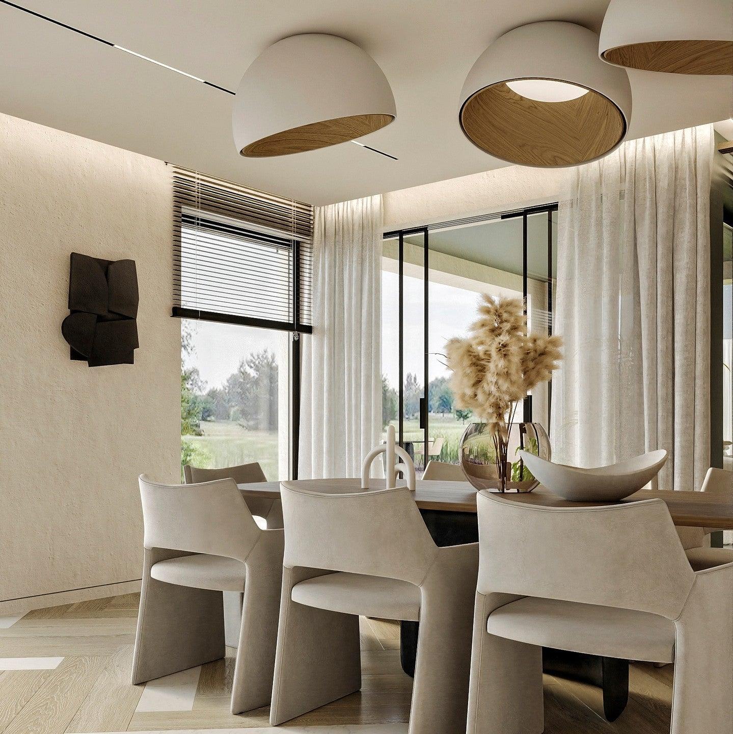 Lampe de Plafond Dôme en Bois Intérieur Chaleureux Moderne Minimaliste