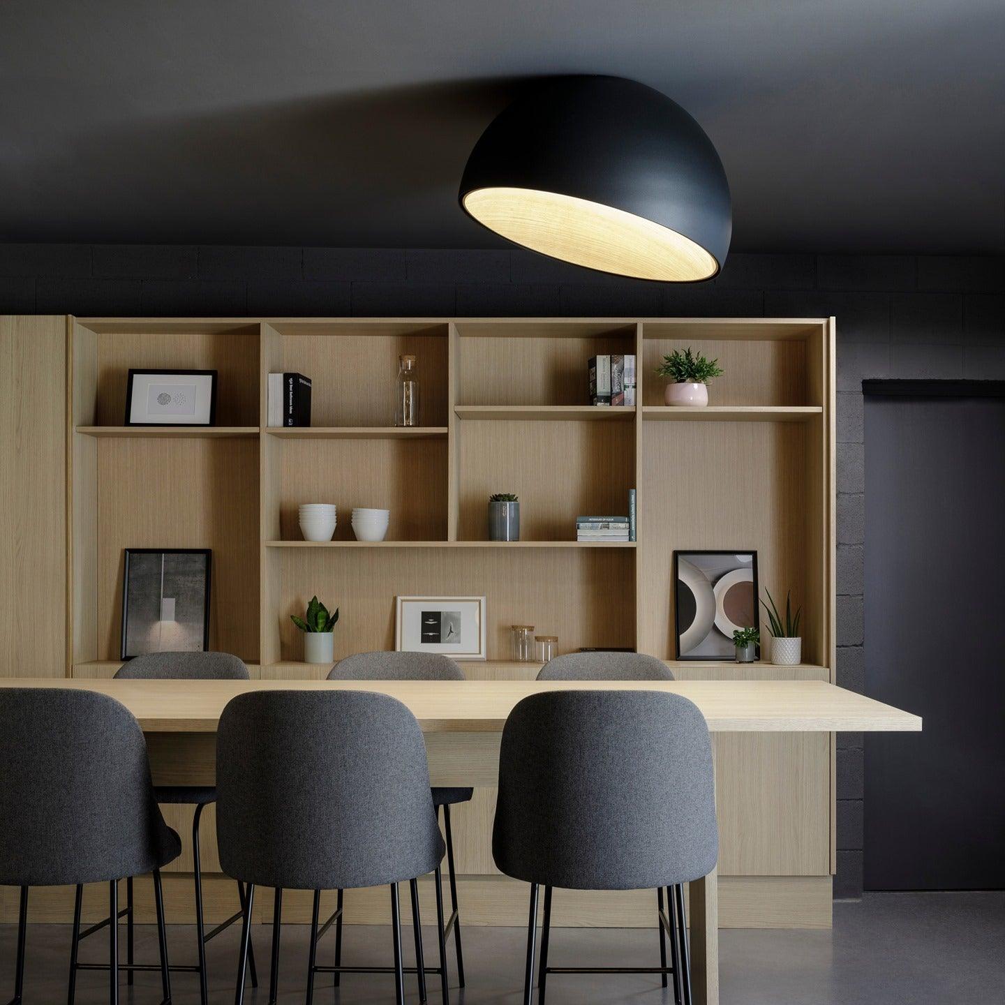 Lampe de Plafond Dôme en Bois Intérieur Chaleureux Moderne Minimaliste