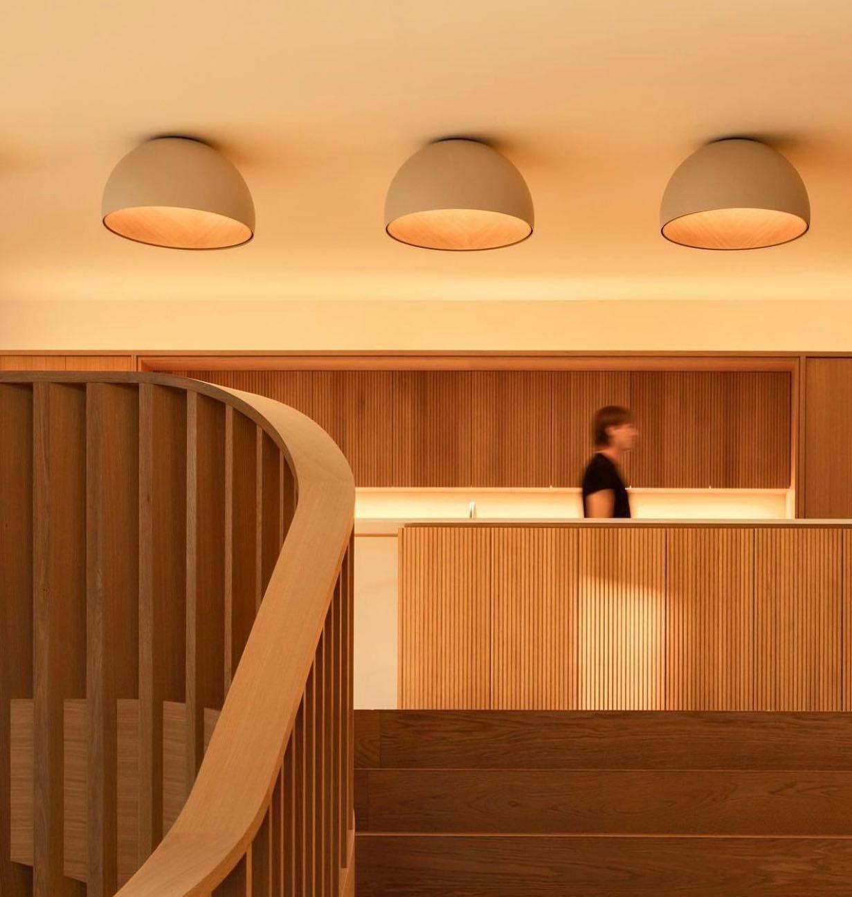 Lampe de Plafond Dôme en Bois Intérieur Chaleureux Moderne Minimaliste