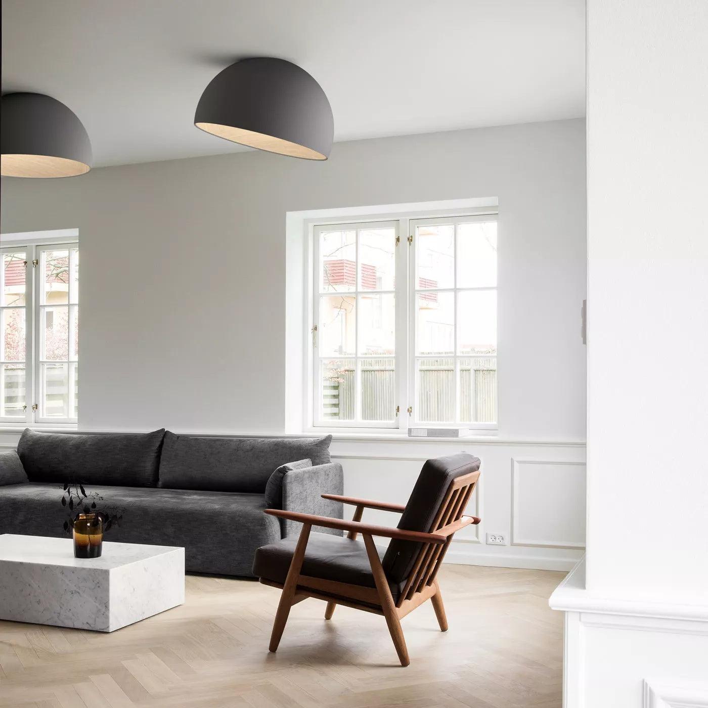 Lampe de Plafond Dôme en Bois Intérieur Chaleureux Moderne Minimaliste