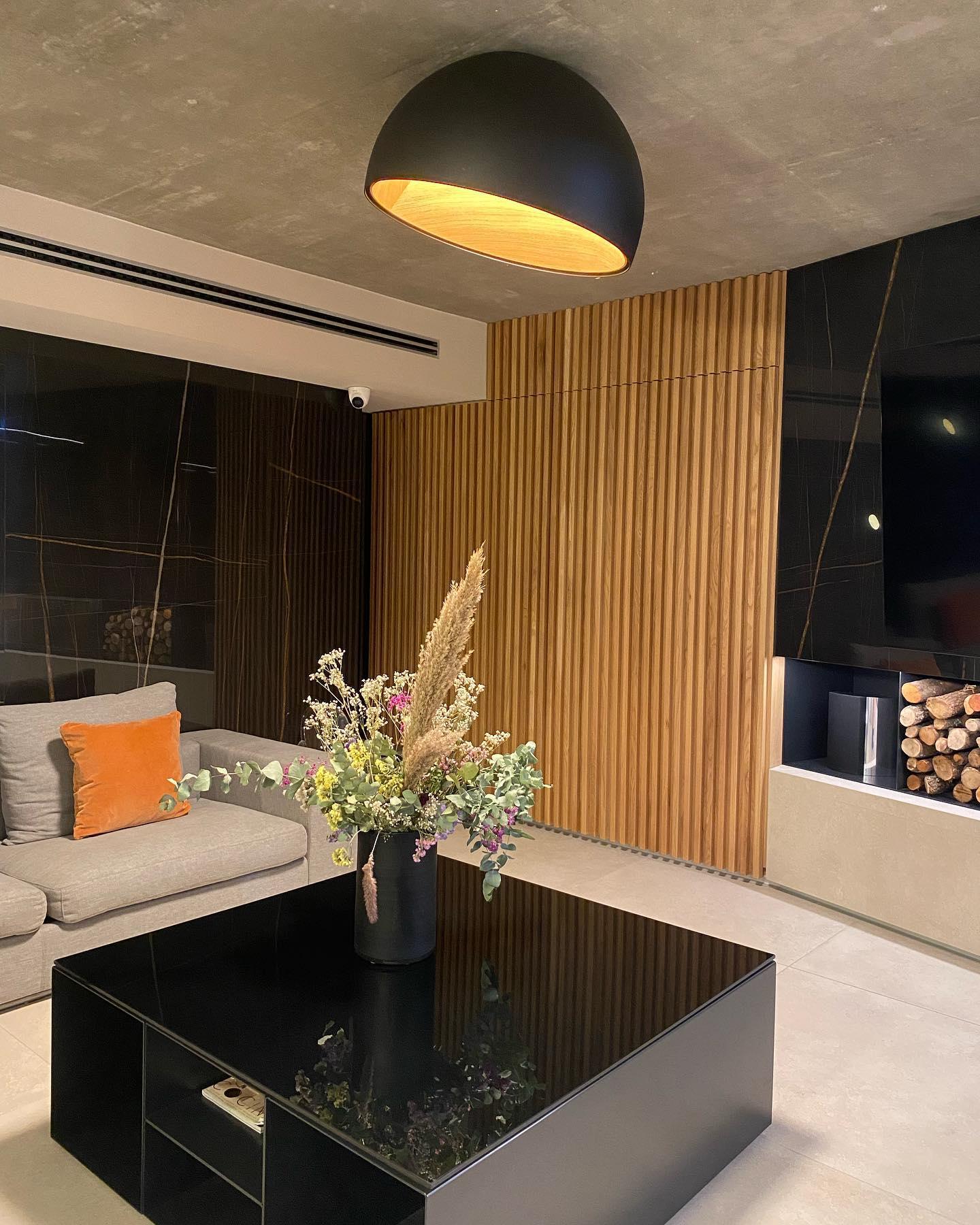 Lampe de Plafond Dôme en Bois Intérieur Chaleureux Moderne Minimaliste