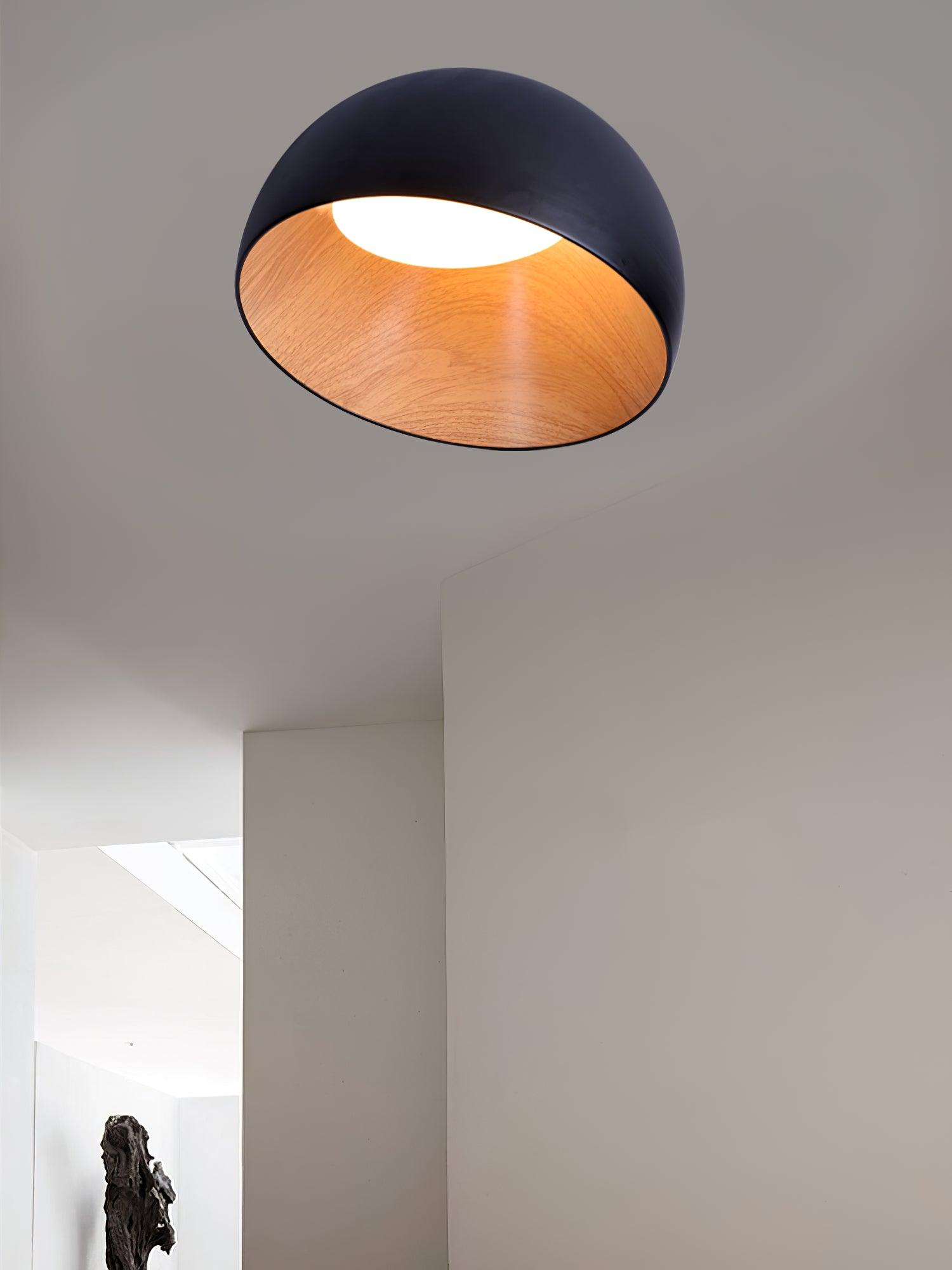 Lampe de Plafond Dôme en Bois Intérieur Chaleureux Moderne Minimaliste