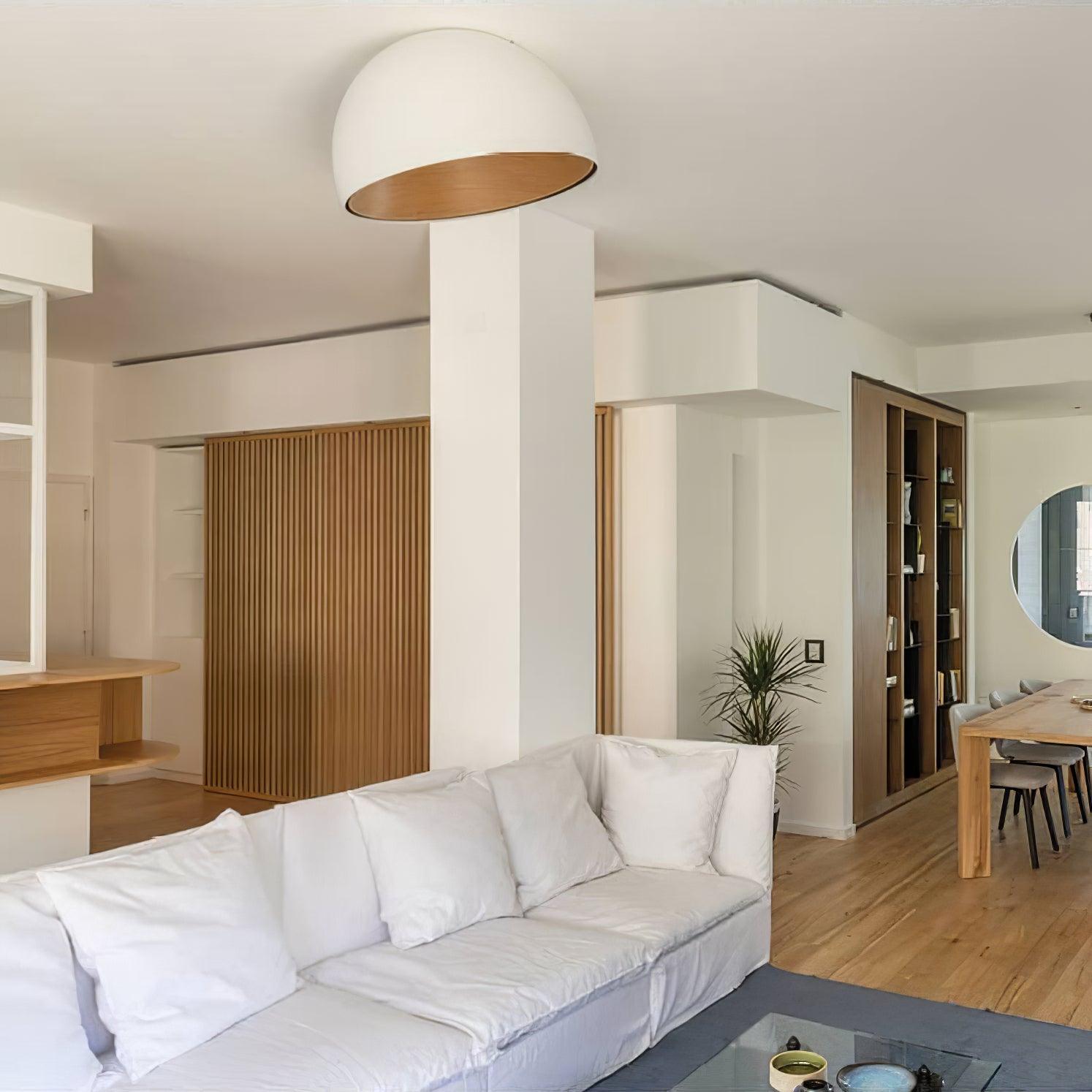 Lampe de Plafond Dôme en Bois Intérieur Chaleureux Moderne Minimaliste