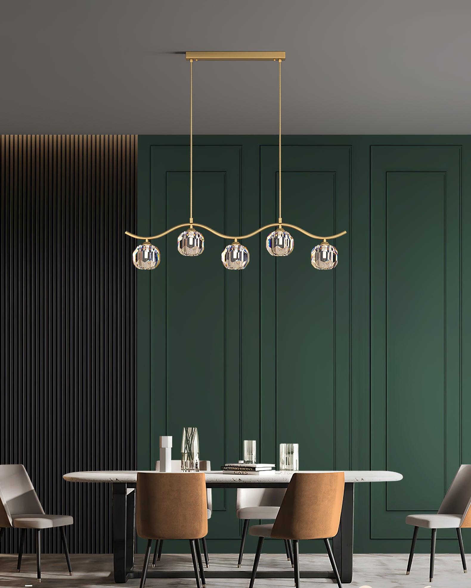 Lustra Lustre Cuivre et Cristal Géométrique