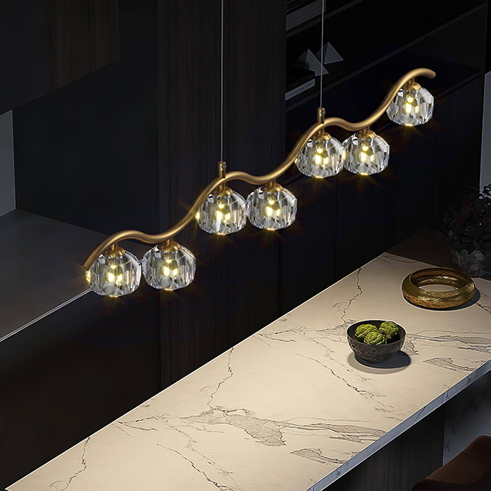 Lustra Lustre Cuivre et Cristal Géométrique