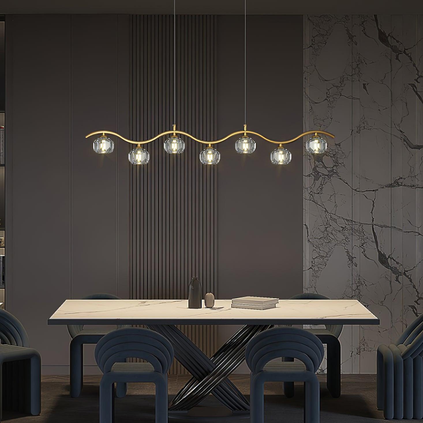 Lustra Lustre Cuivre et Cristal Géométrique