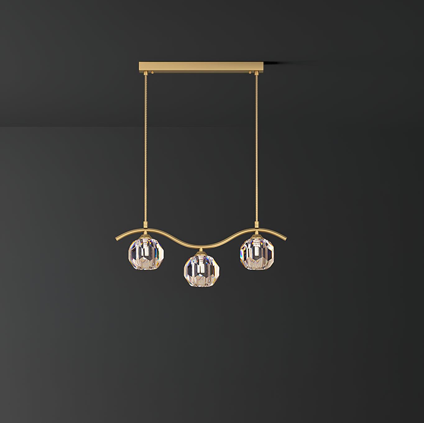 Lustra Lustre Cuivre et Cristal Géométrique