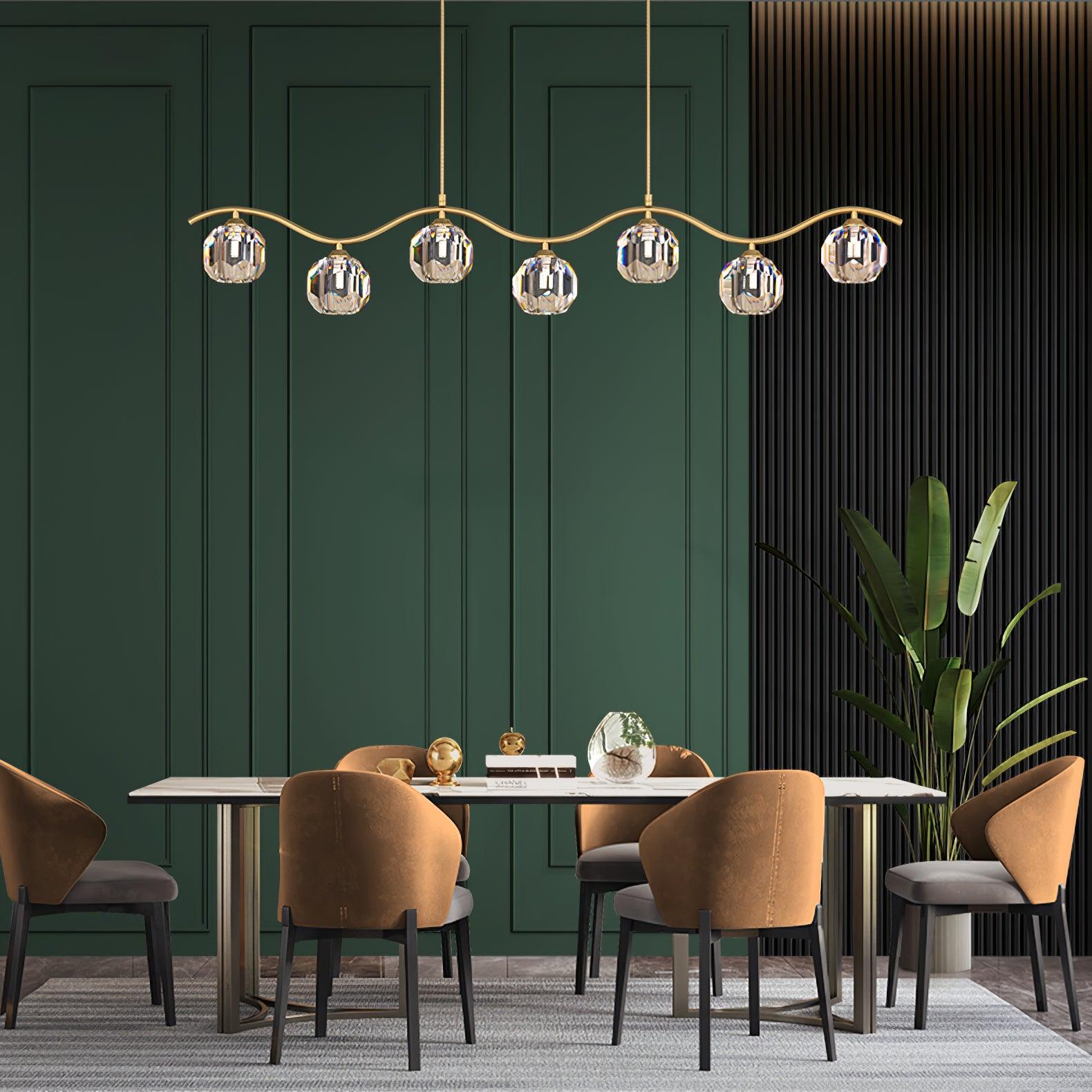 Lustra Lustre Cuivre et Cristal Géométrique