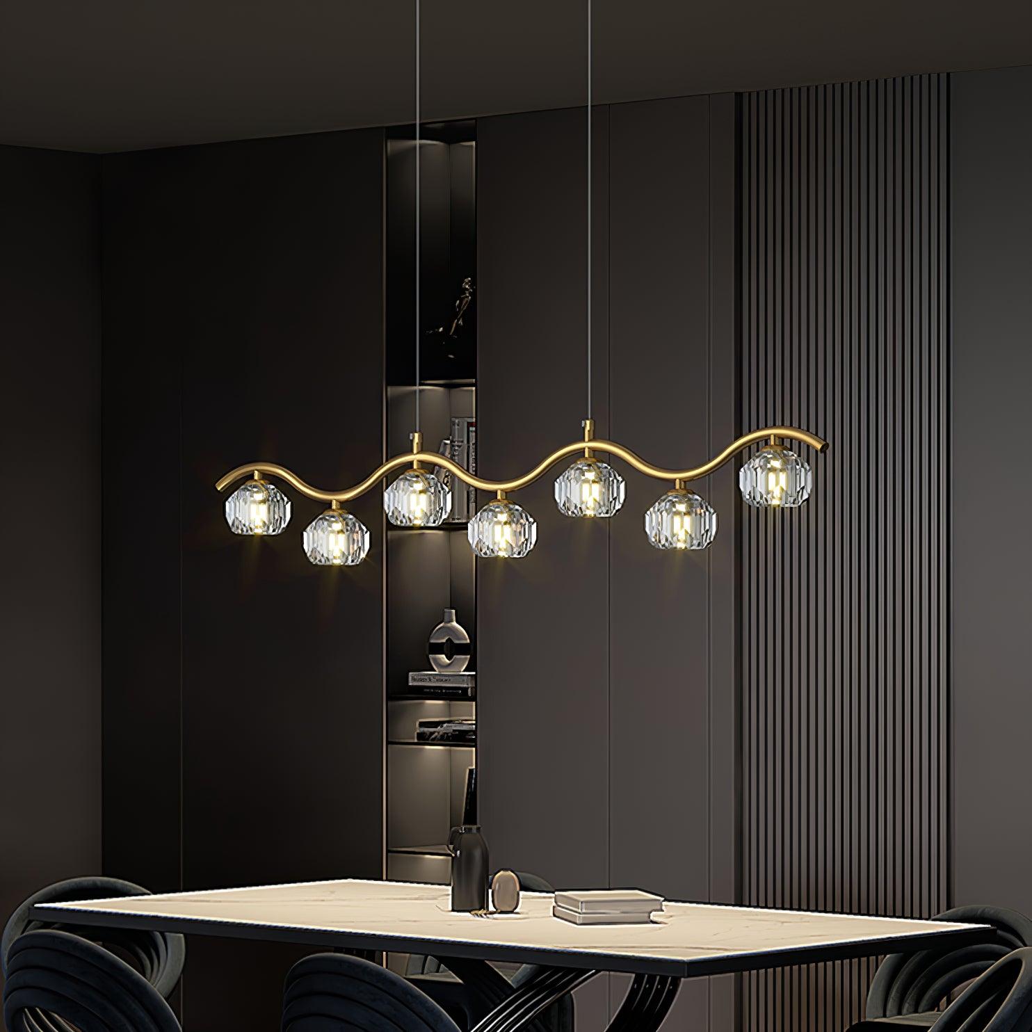 Lustra Lustre Cuivre et Cristal Géométrique