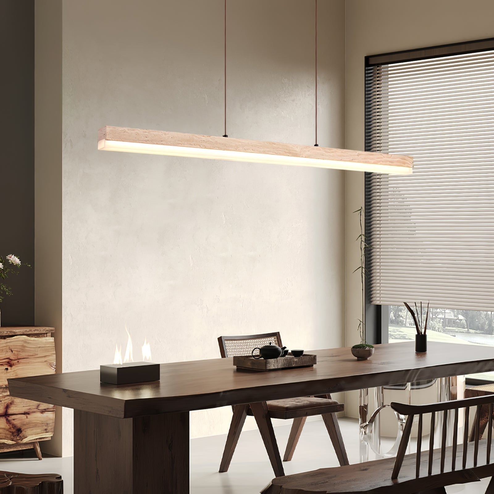 Ivsoryra Lampe Suspendue Rectangulaire en Travertin