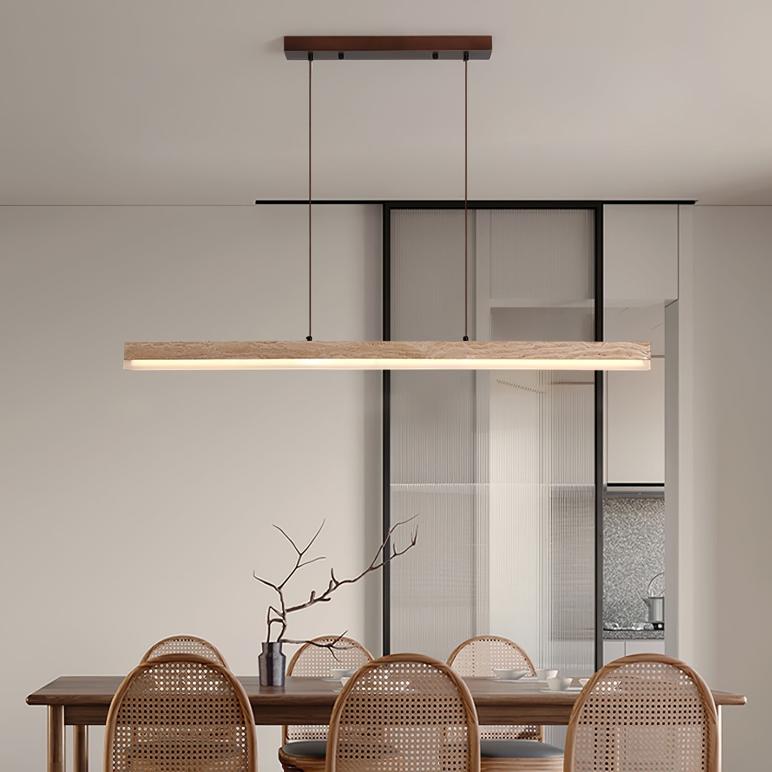 Ivsoryra Lampe Suspendue Rectangulaire en Travertin