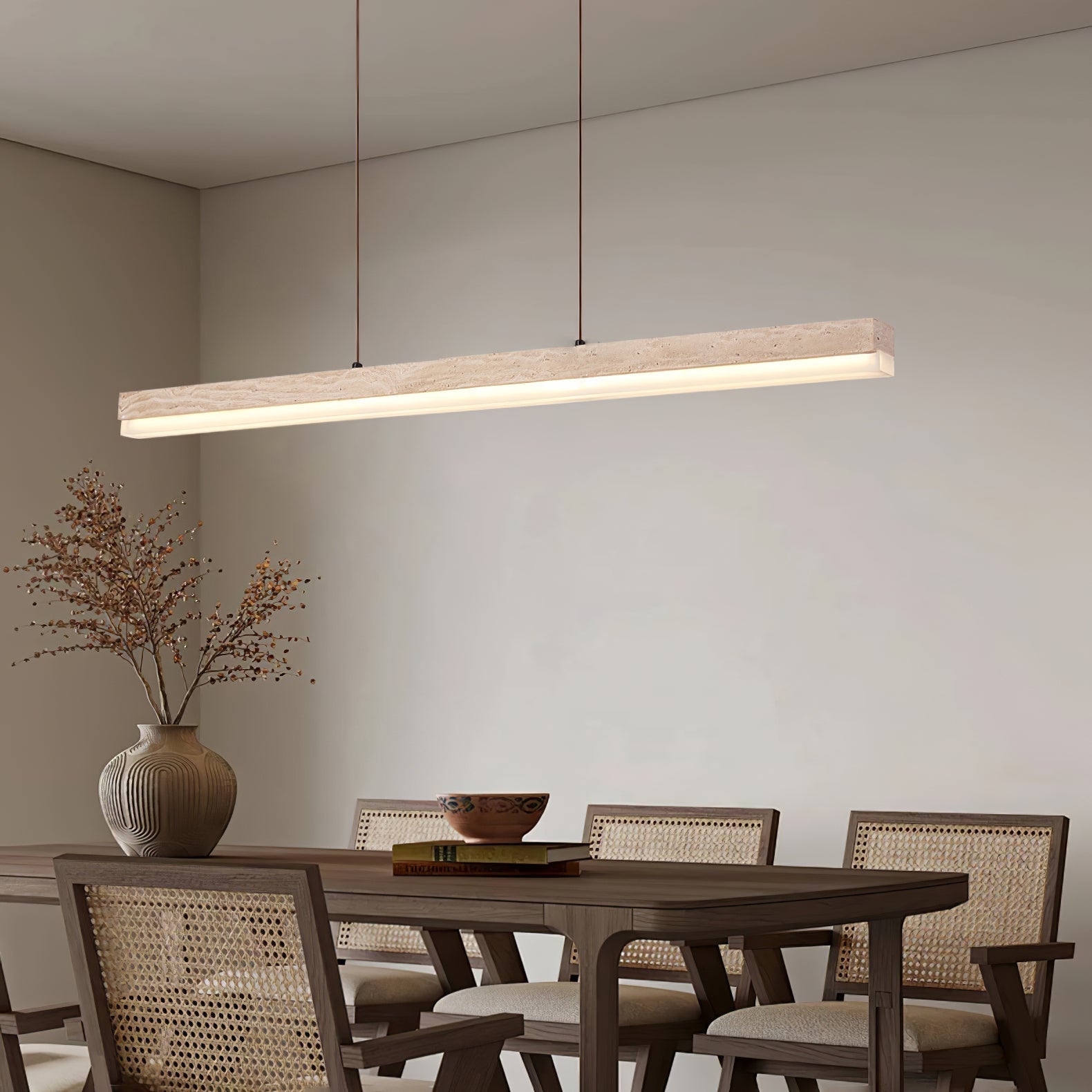 Ivsoryra Lampe Suspendue Rectangulaire en Travertin