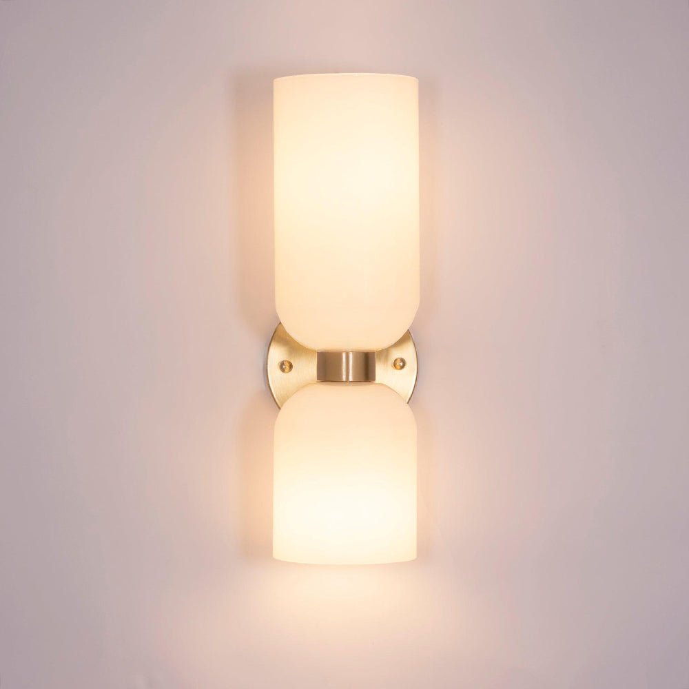 Arisha Double Tête LED Applique Blanc Bleu Métal Verre Chambre à Coucher