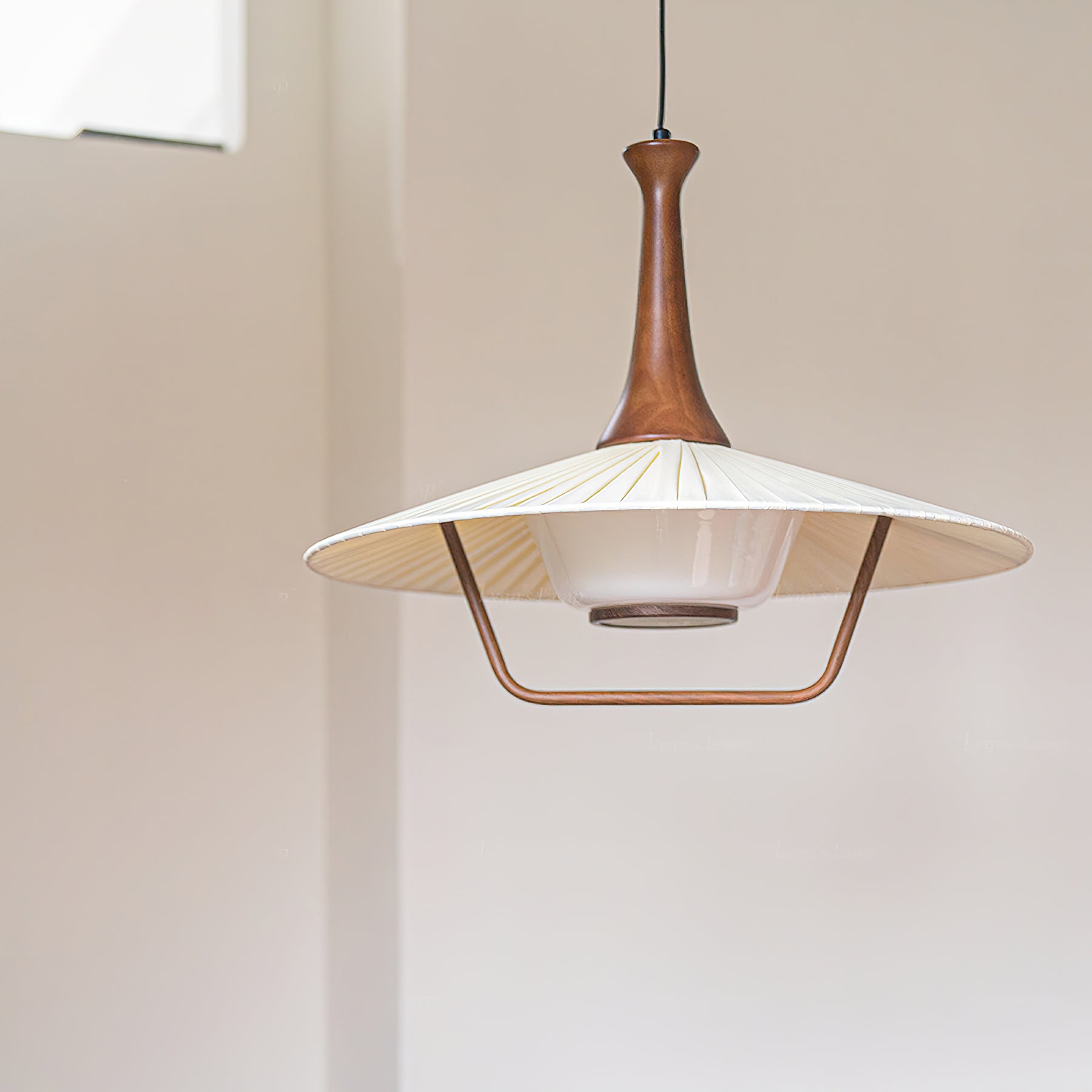 Mydorisra Traditionnel Classique Tissu Bois Pendentif Lampe
