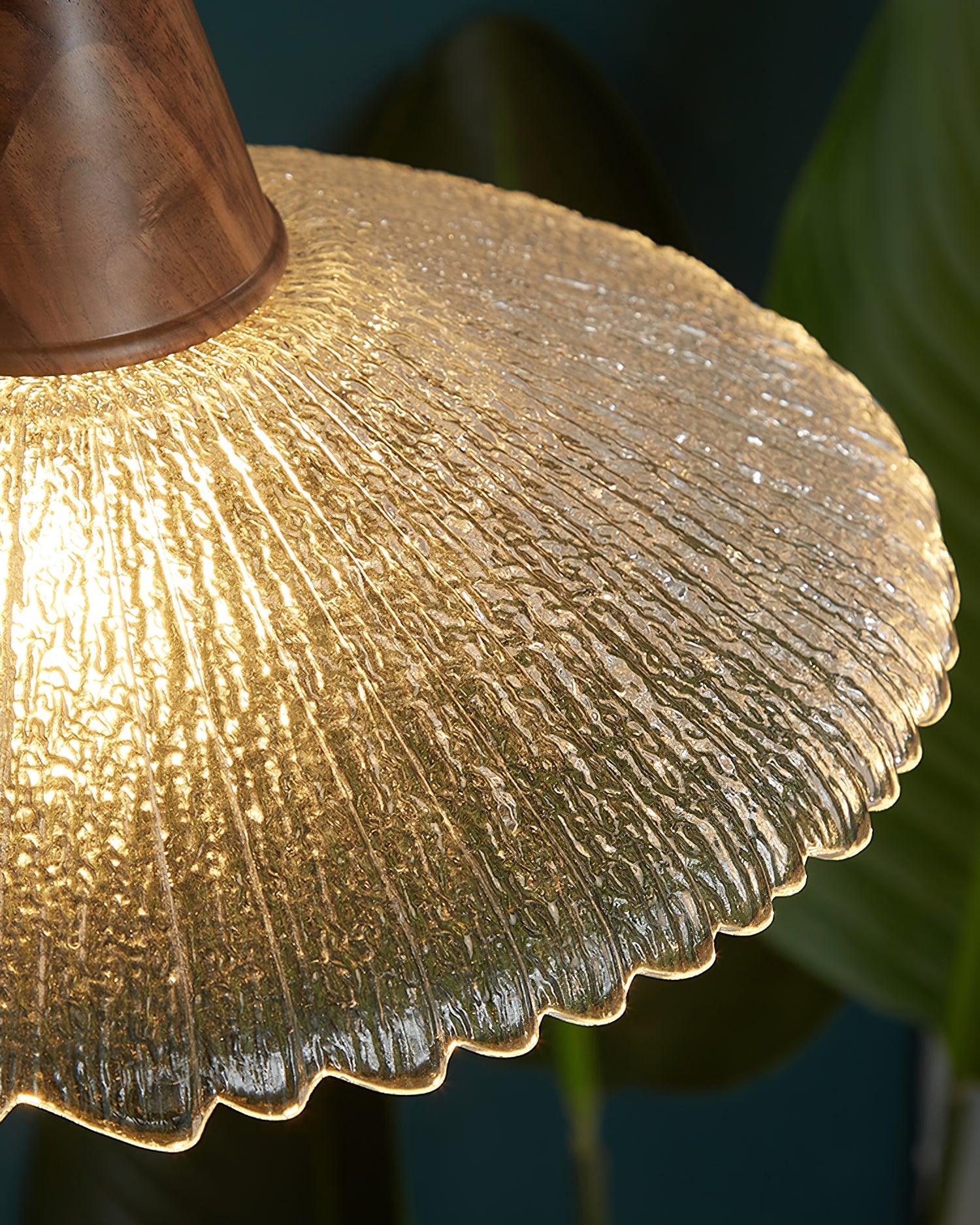 Eikon Lampe Suspendue Noyer Verre Texturé Élégant