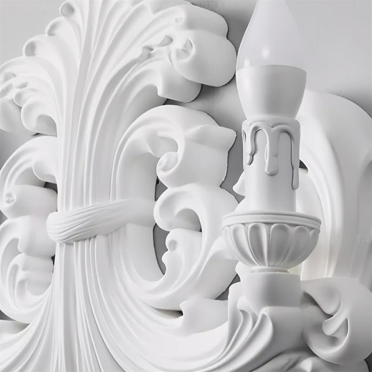 Virelli Applique Murale Sculpturale Bras en Plâtre en Forme de Bougie Éclairage Ascendant Élégant