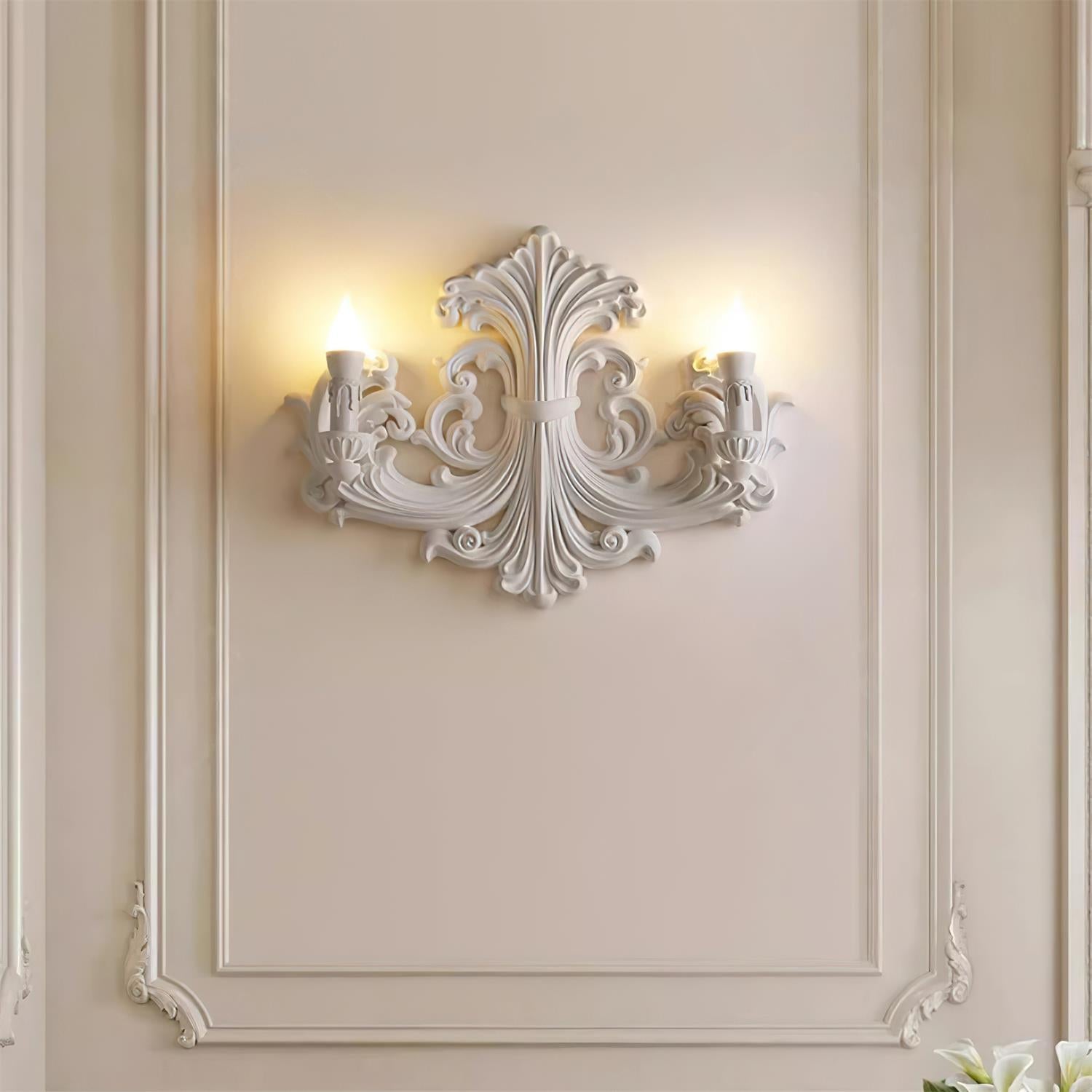 Virelli Applique Murale Sculpturale Bras en Plâtre en Forme de Bougie Éclairage Ascendant Élégant