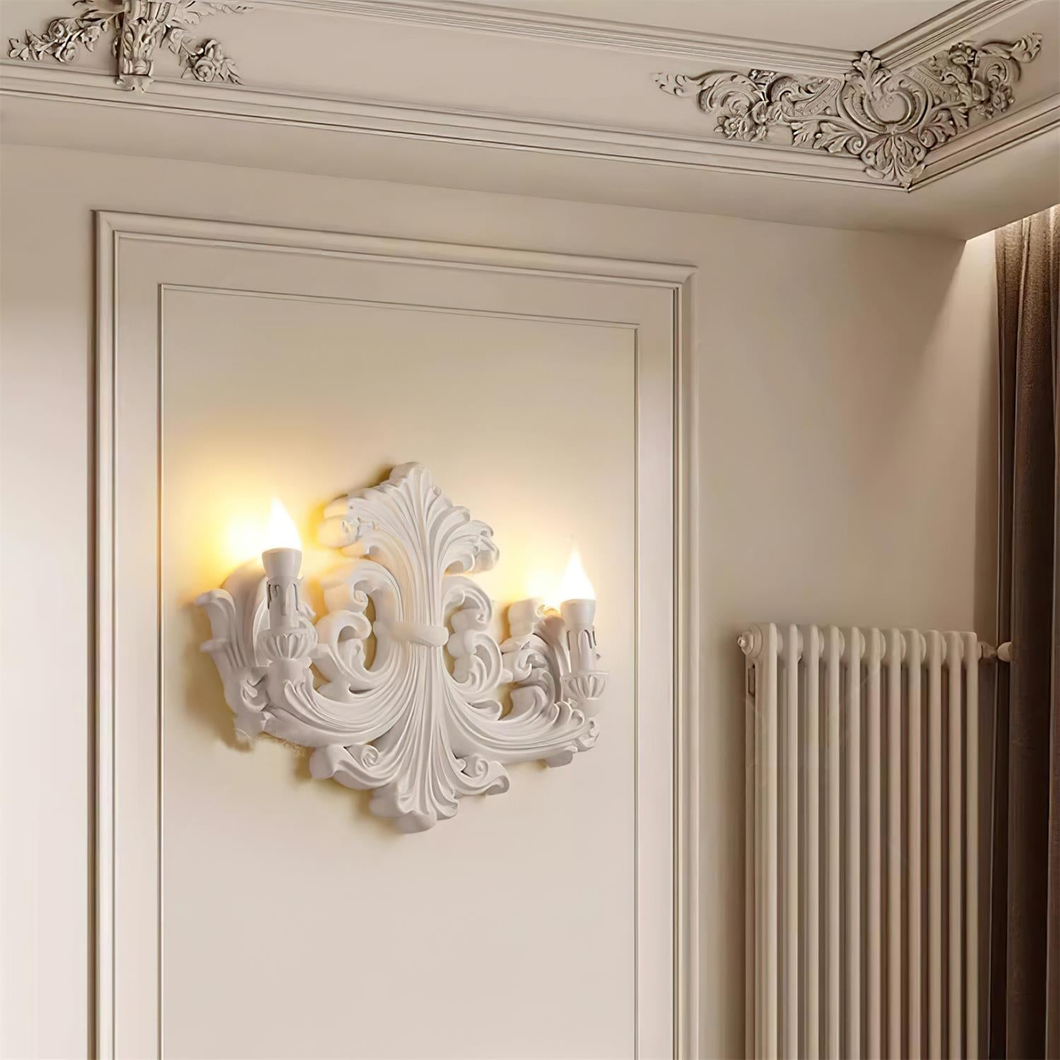 Virelli Applique Murale Sculpturale Bras en Plâtre en Forme de Bougie Éclairage Ascendant Élégant