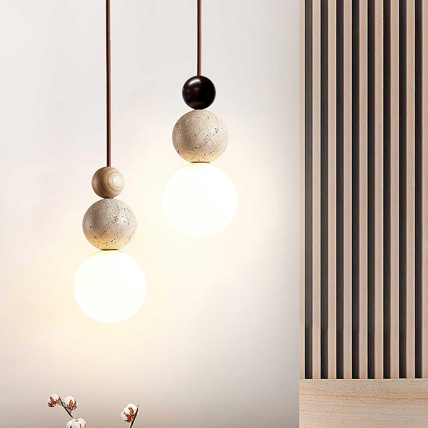 Ullaeia Sphère-Grappe Travertin Pendentif Lumière