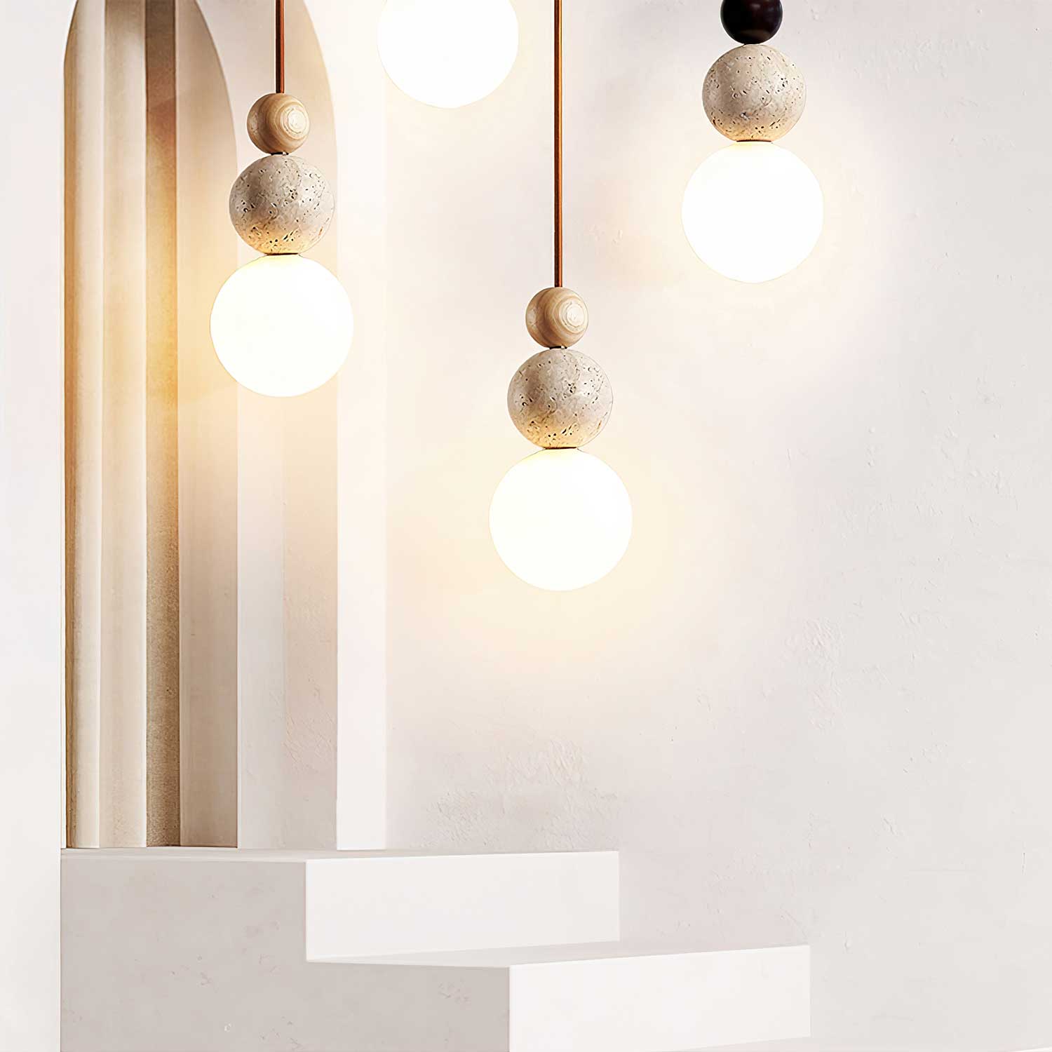 Ullaeia Sphère-Grappe Travertin Pendentif Lumière