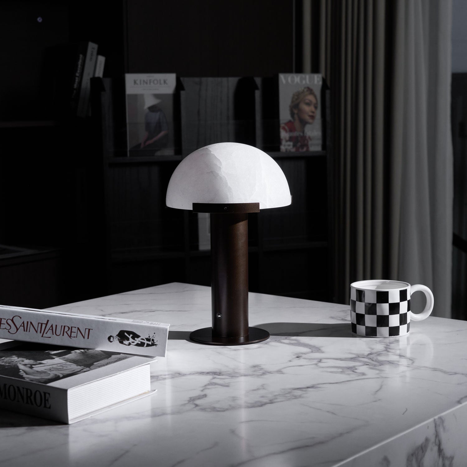 Ibera Lampe de Table en Albâtre et Métal