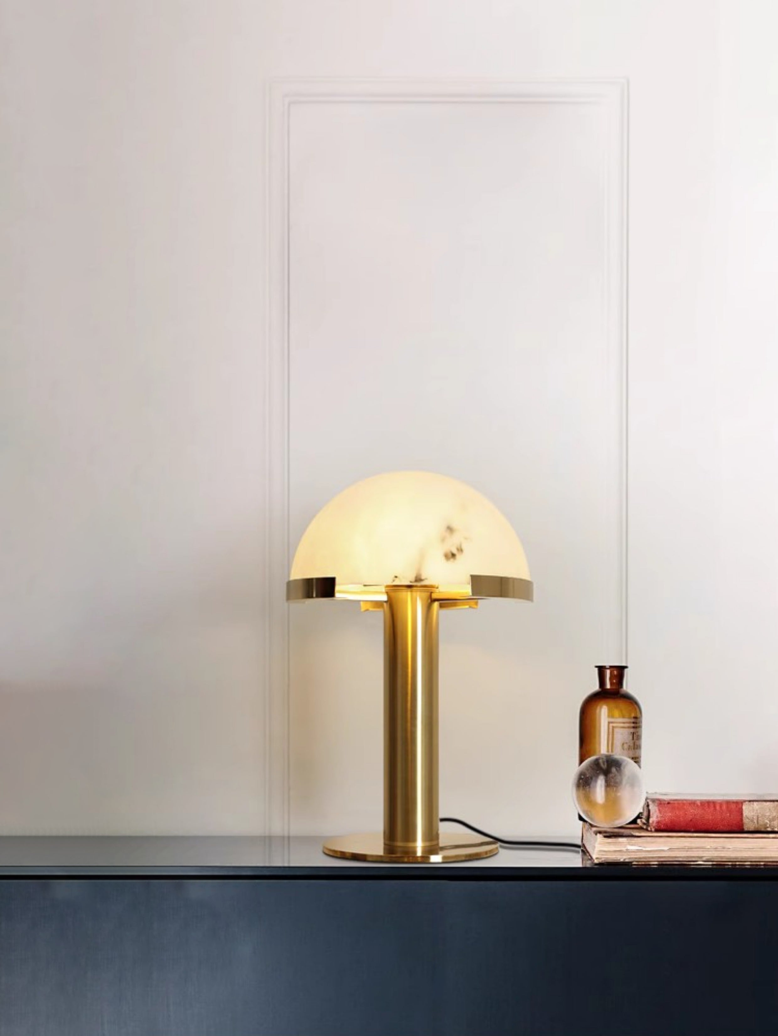 Ibera Lampe de Table en Albâtre et Métal