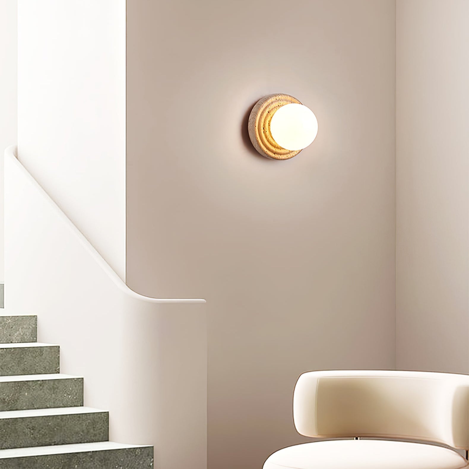Echo Travertin Globe Applique Murale