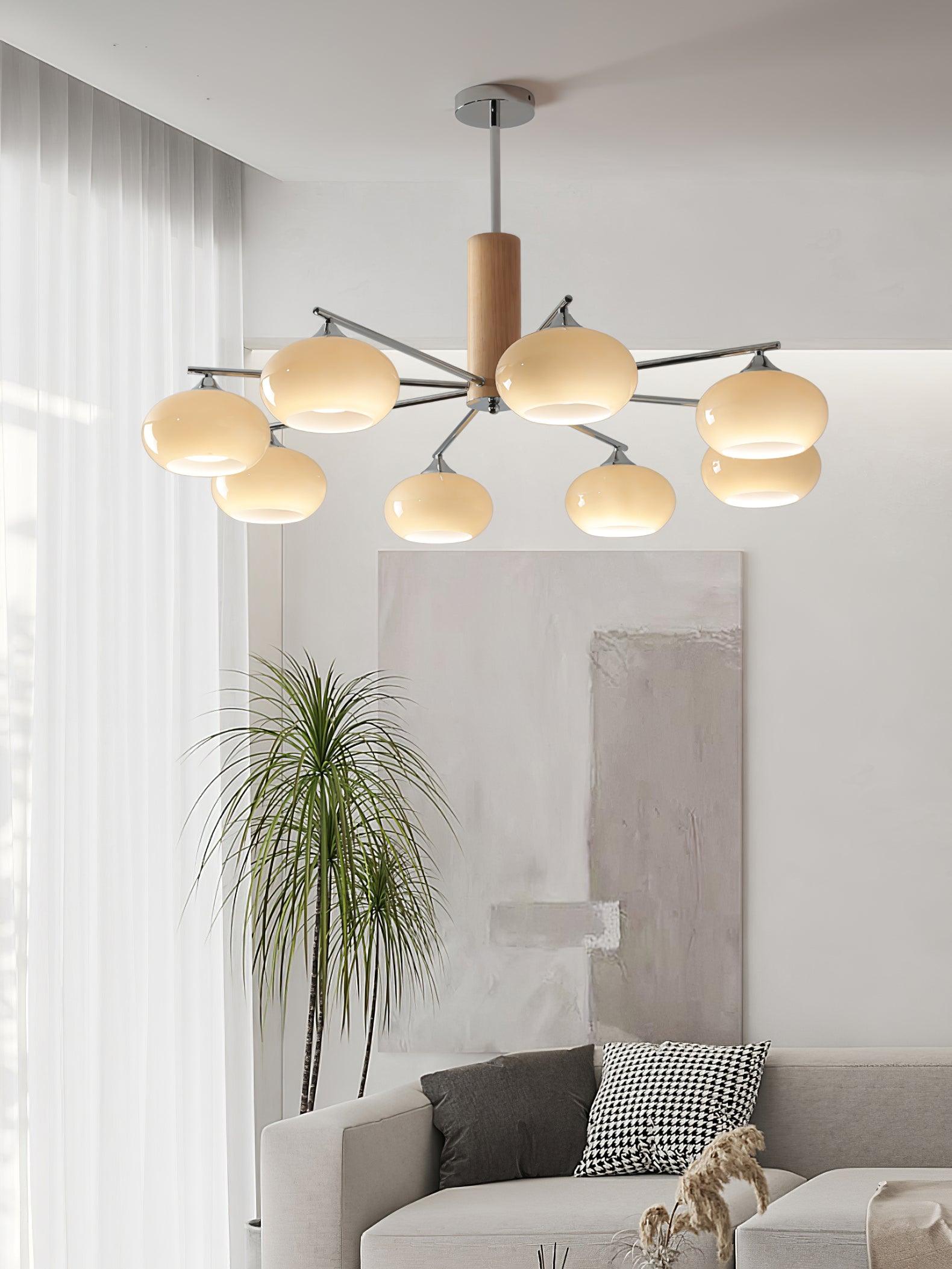 Lustra Lustre en Verre Persimmon Mid-Century 8 Lumières
