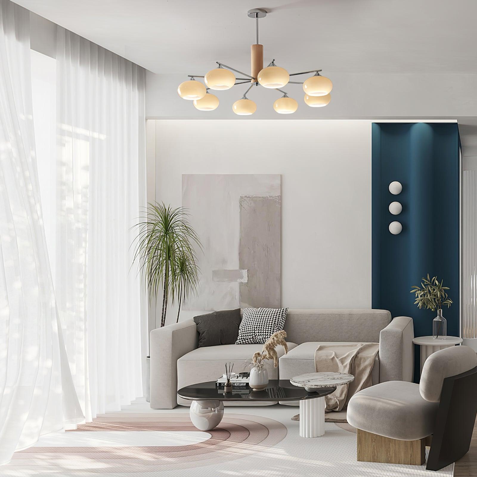 Lustra Lustre en Verre Persimmon Mid-Century 8 Lumières