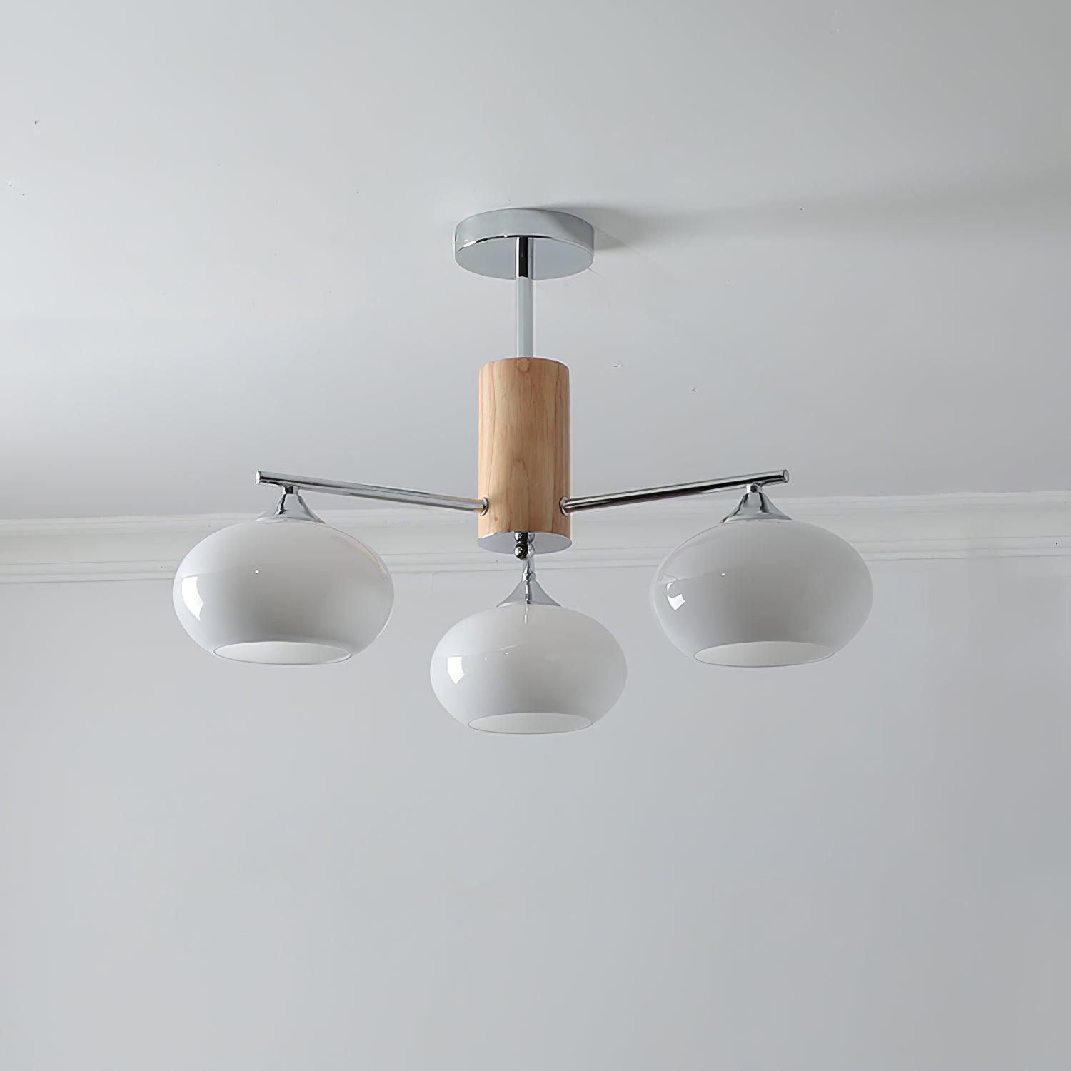 Lustra Lustre en Verre Persimmon Mid-Century 8 Lumières
