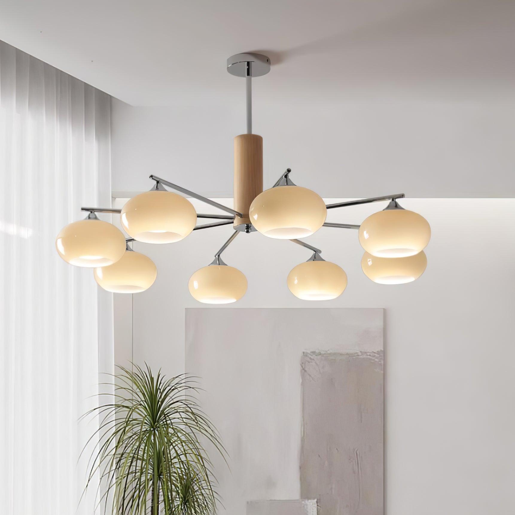 Lustra Lustre en Verre Persimmon Mid-Century 8 Lumières