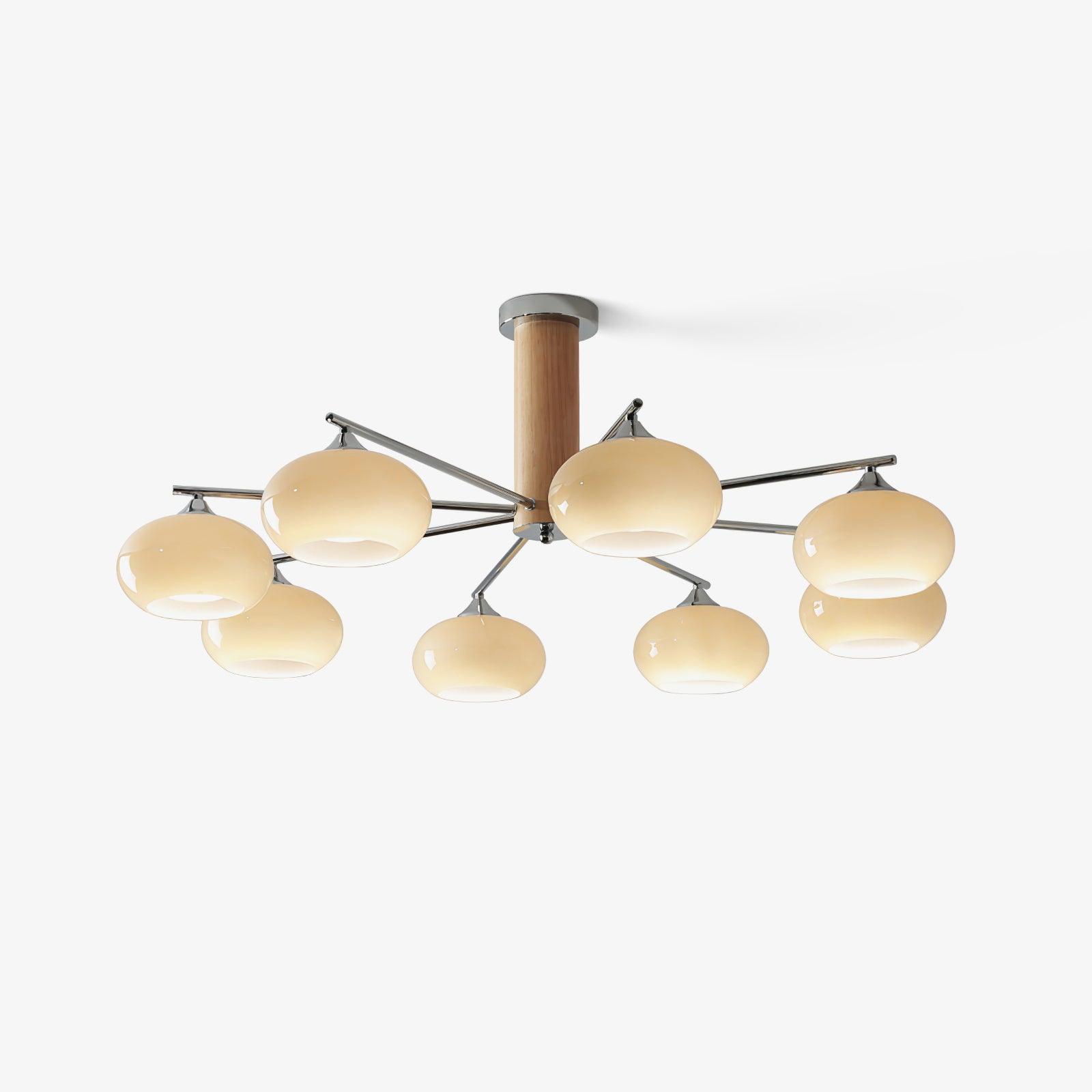 Lustra Lustre en Verre Persimmon Mid-Century 8 Lumières