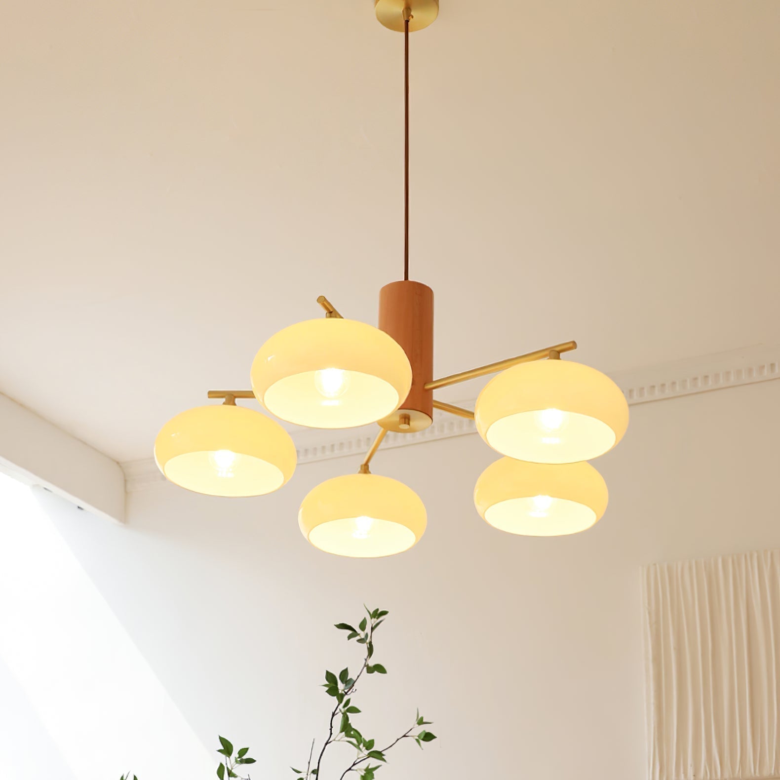 Nova Lustre Métal Verre Kaki Naturel Salon