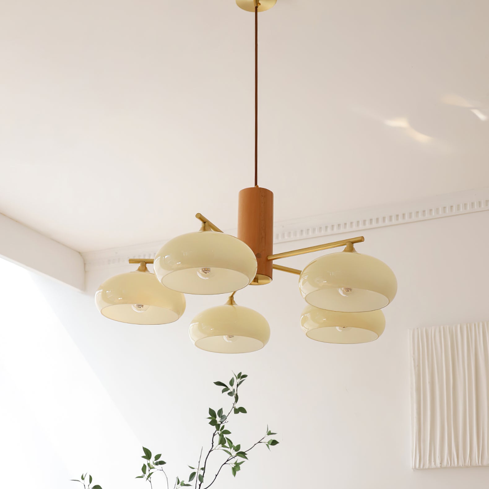 Nova Lustre Métal Verre Kaki Naturel Salon