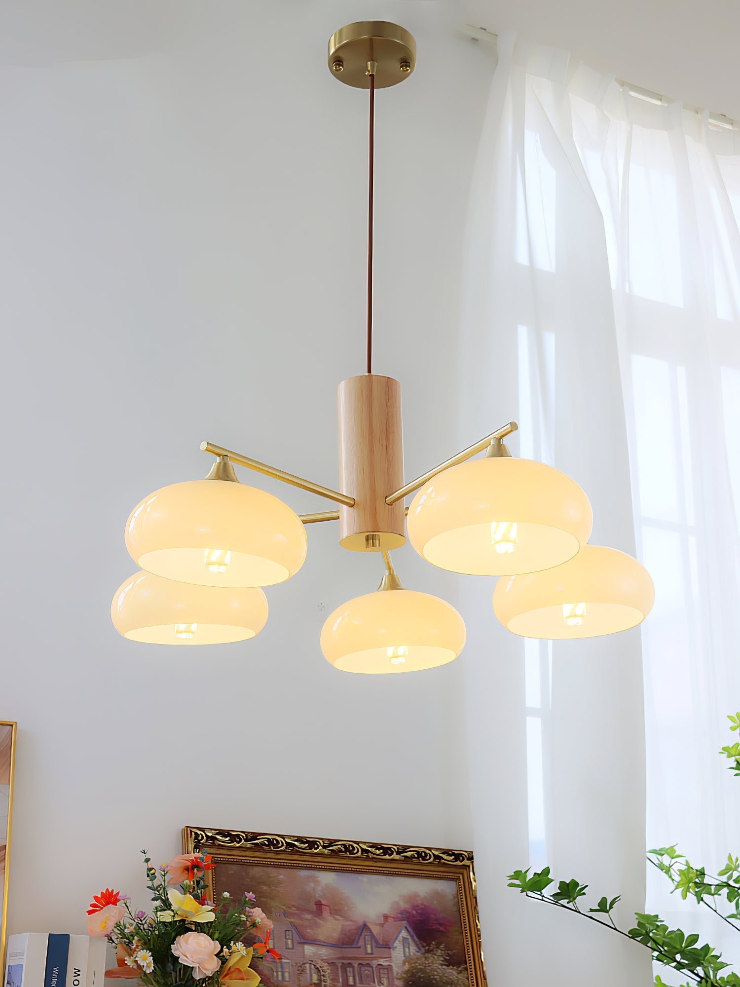 Nova Lustre Métal Verre Kaki Naturel Salon