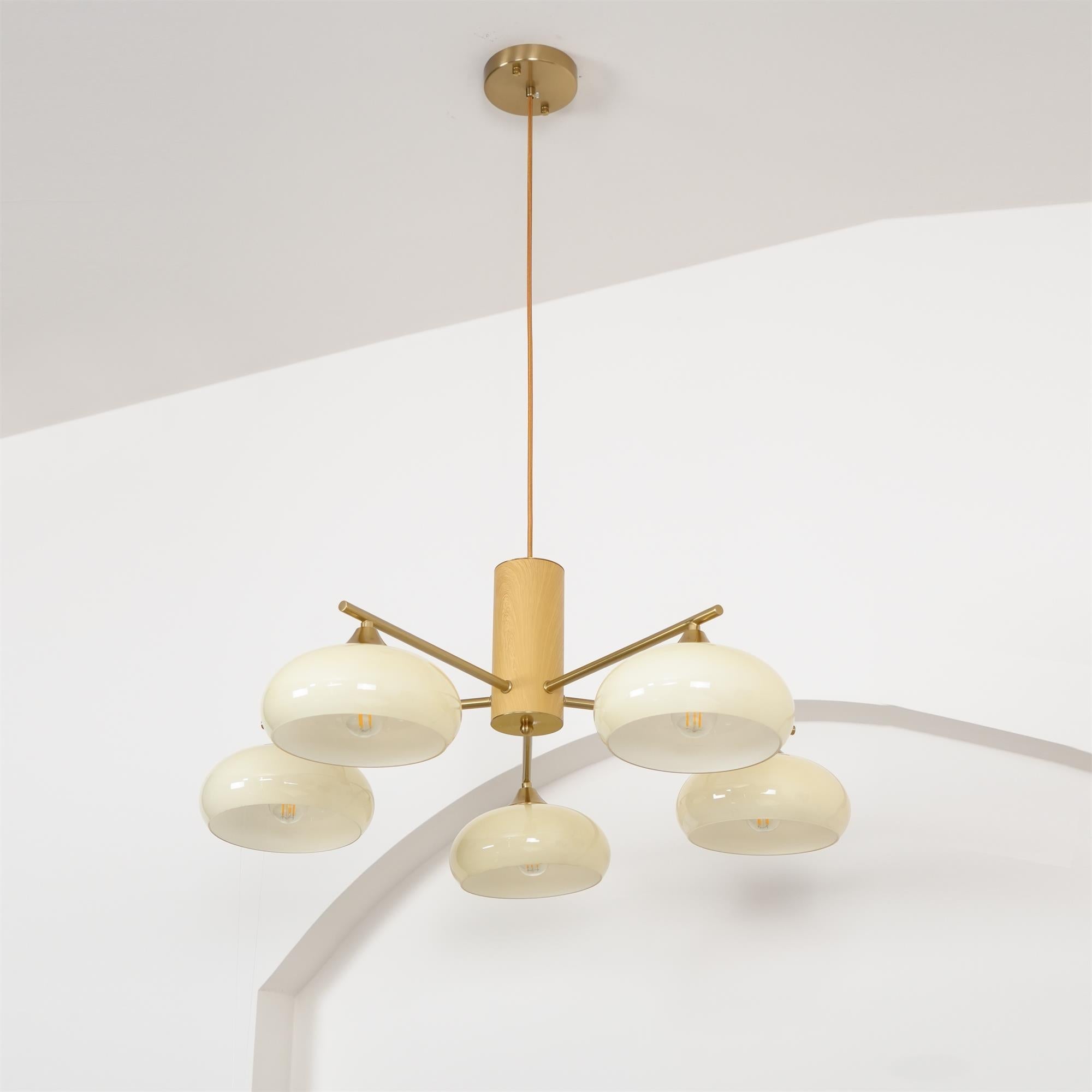 Nova Lustre Métal Verre Kaki Naturel Salon