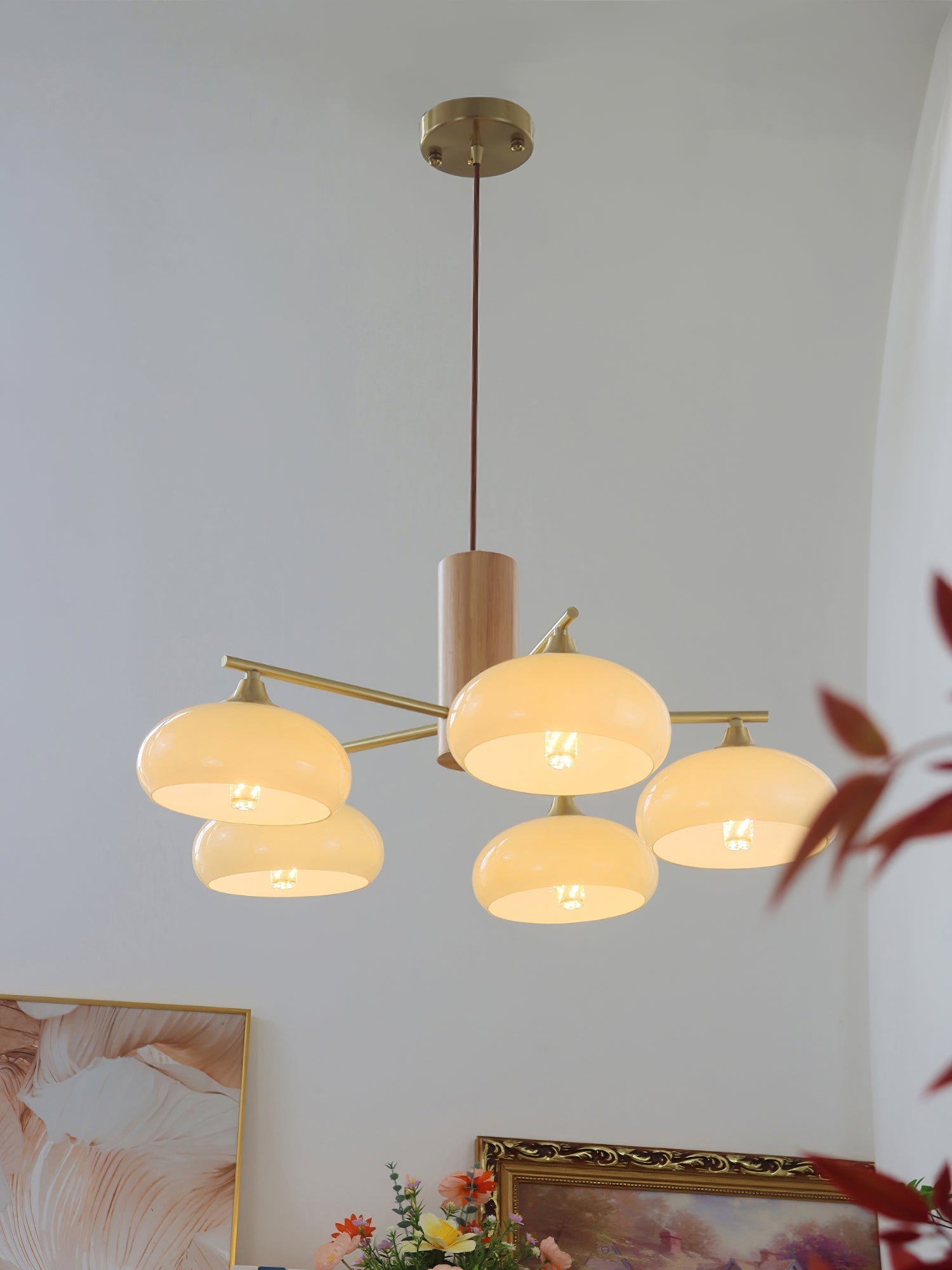 Nova Lustre Métal Verre Kaki Naturel Salon