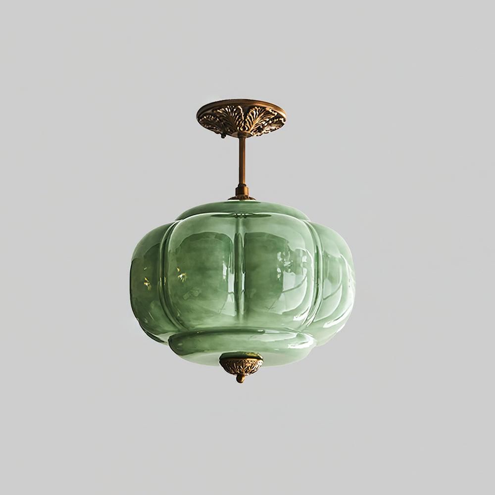 Eldio Lampe Plafond Semi-Encastrée en Verre Vert