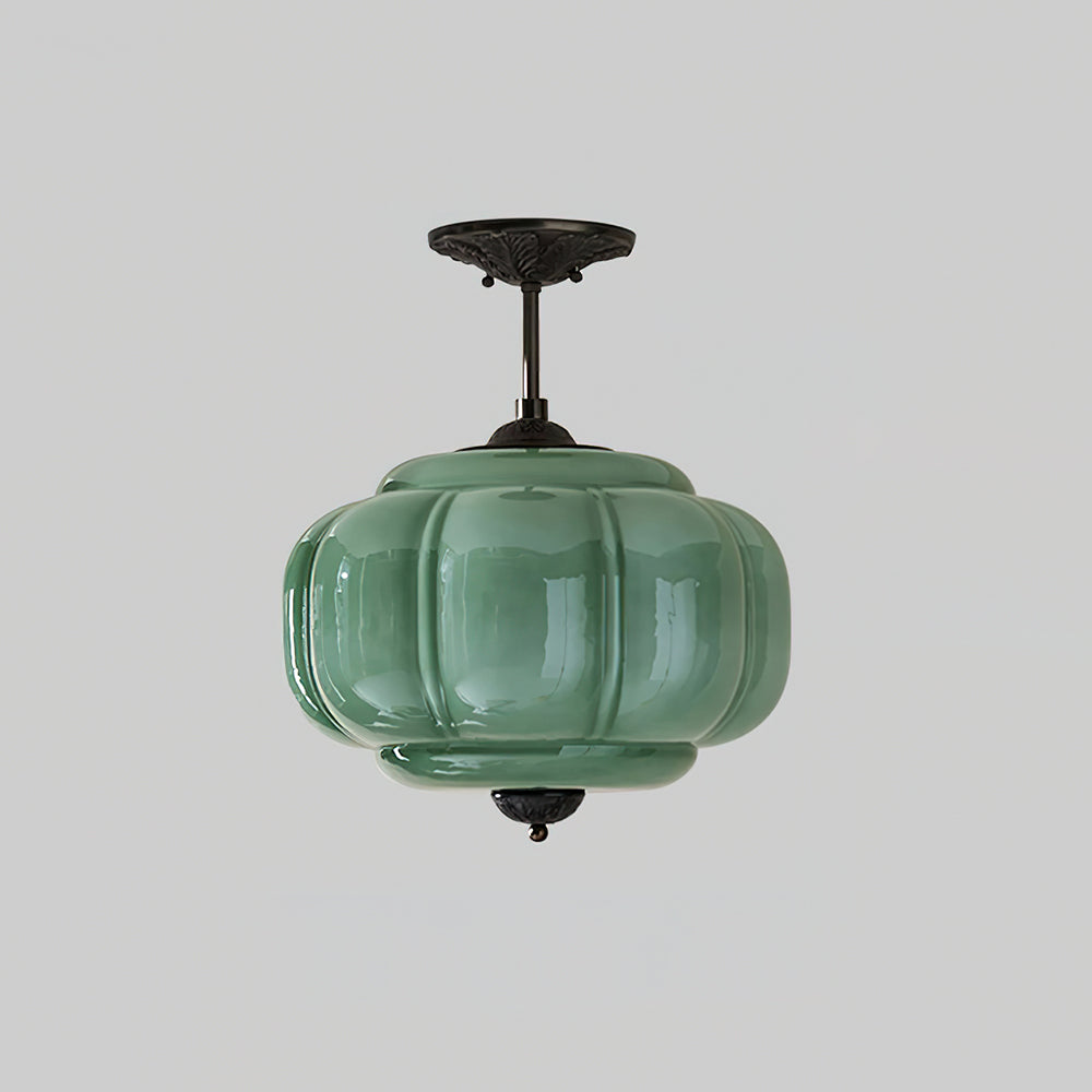 Eldio Lampe Plafond Semi-Encastrée en Verre Vert