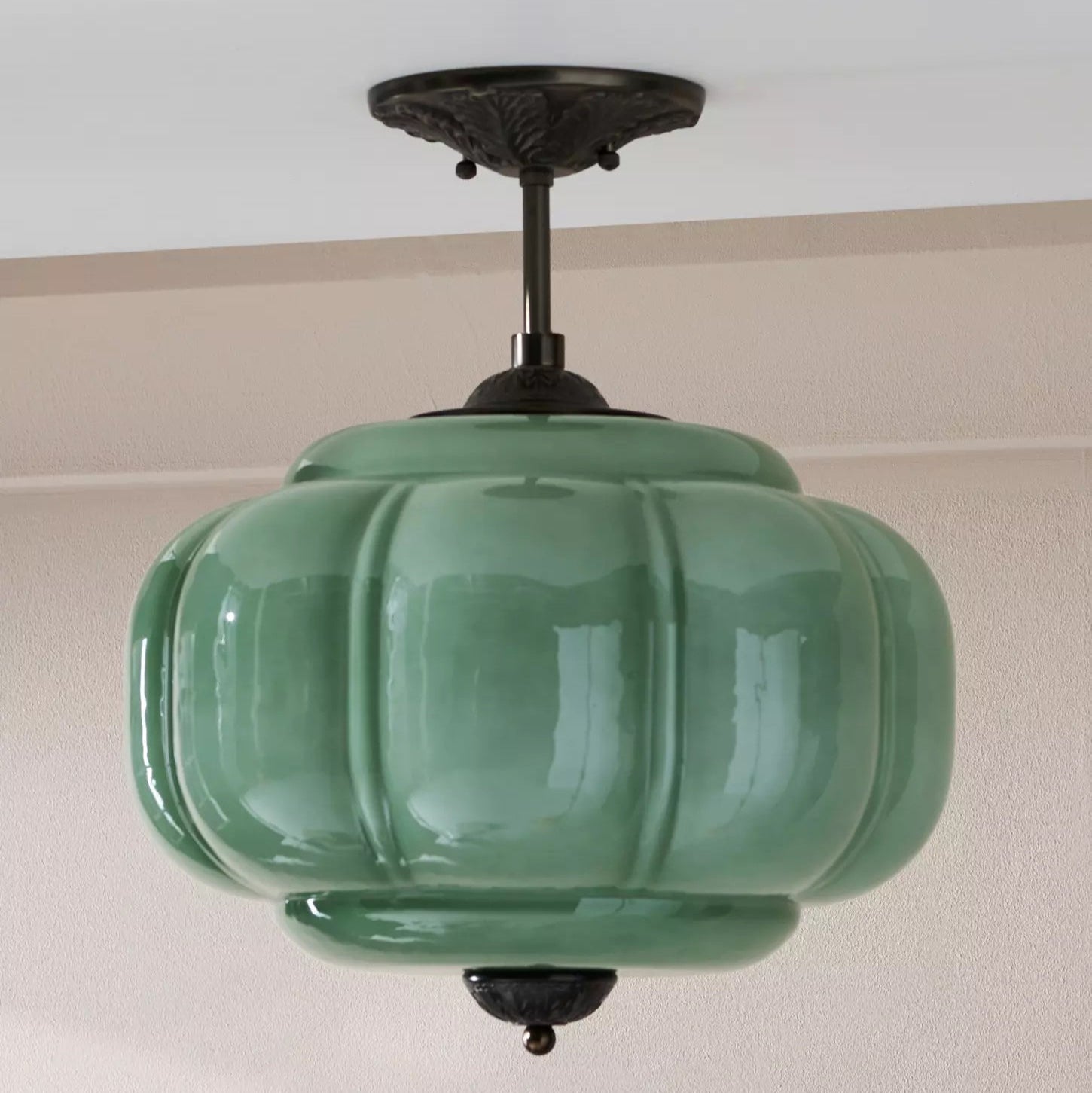 Eldio Lampe Plafond Semi-Encastrée en Verre Vert