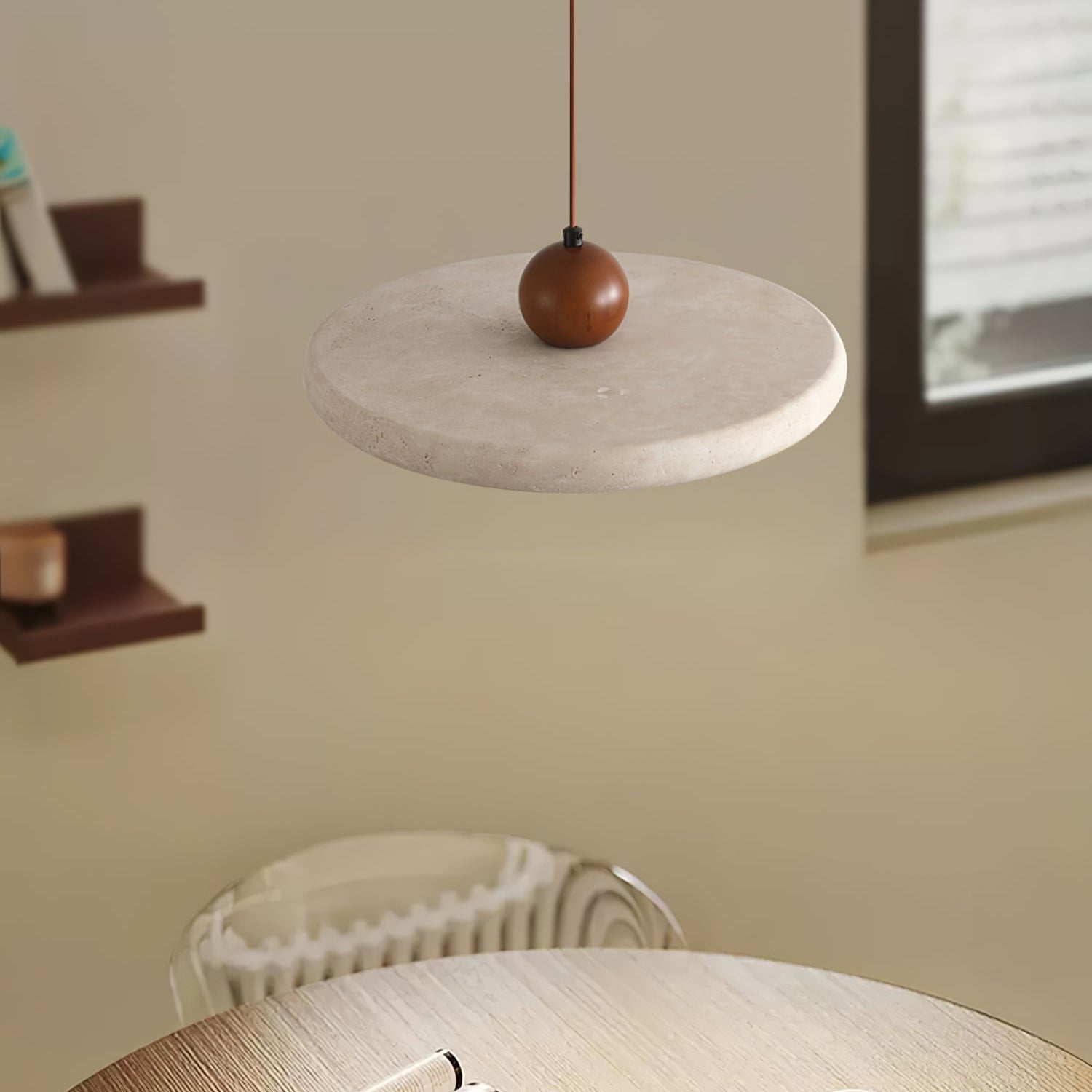 Eurliryra Suspension Disque Sphère en Travertin